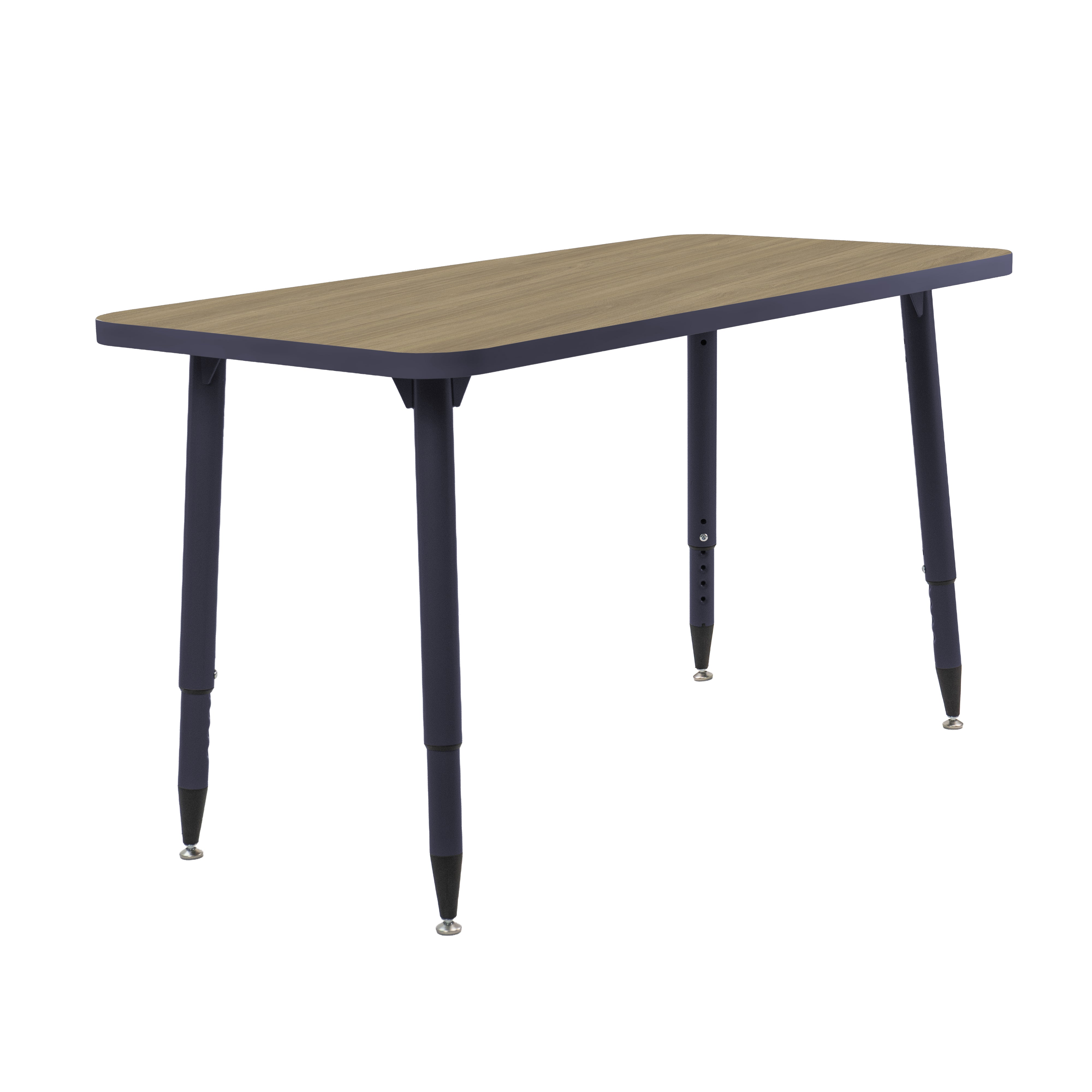 Adapte 24" x 48" Rectangle Thermofused Activity Table with Adjustable Tapered Legs - Pasadena Oak/Navy