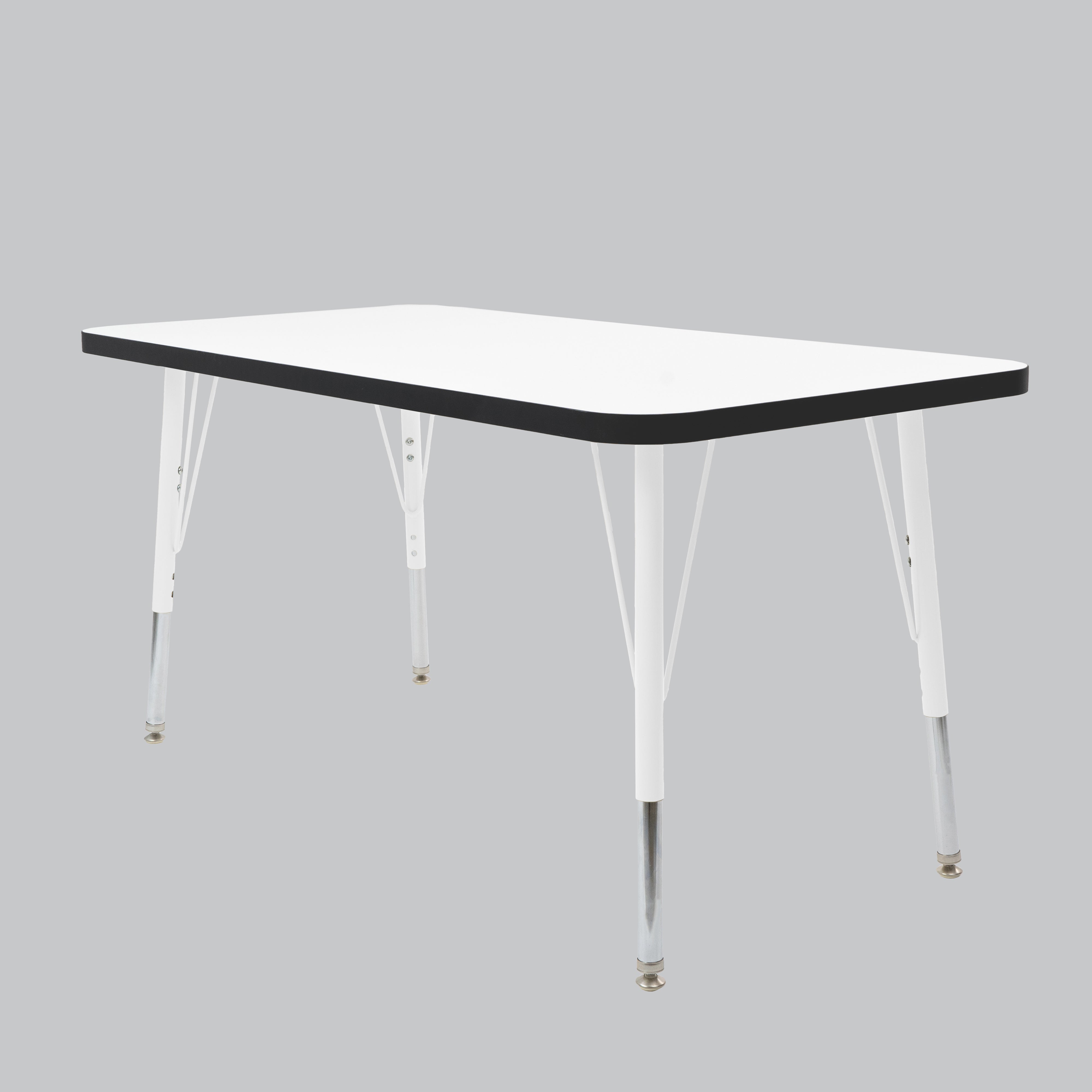 24" x 48" Rectangle Thermofused Activity Table with Adjustable Standard Swivel Glide Legs - White/Black/White