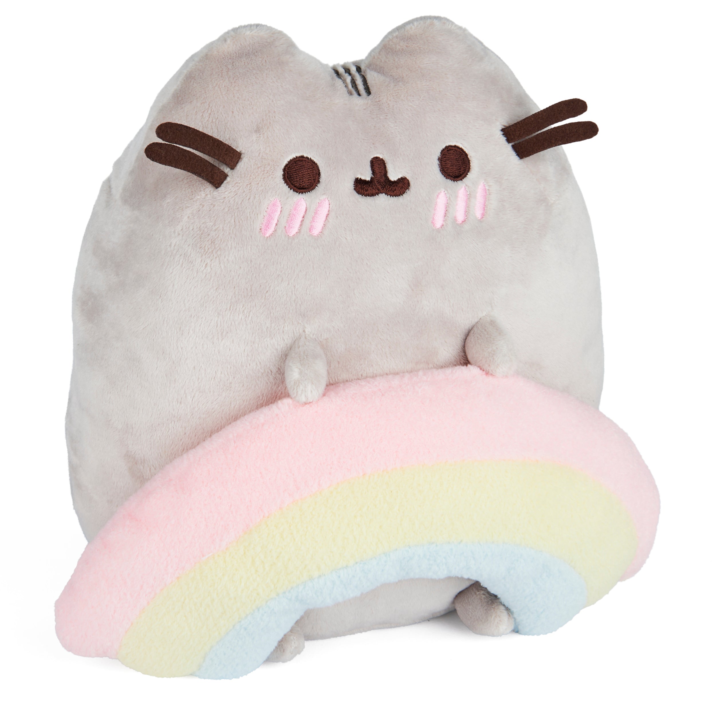 GUND Pusheen with Rainbow Plush Toy, Kawaii Cat Stuffed Animal for Ages 8 and Up, Gray/Rainbow, 9.5”