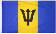 Barbados Flag 5x8 ft. Nylon SolarGuard Nyl-Glo 100% Made in USA to Official United Nations Design Specifications.
