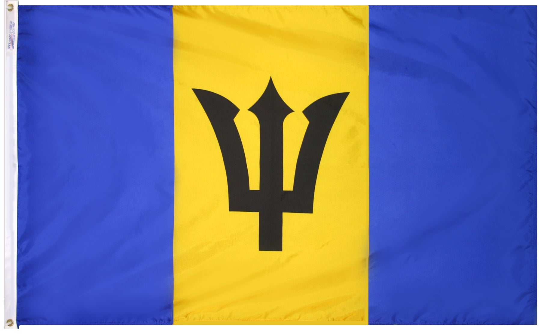 Barbados Flag 4x6 ft. Nylon SolarGuard Nyl-Glo 100% Made in USA to Official United Nations Design Specifications.