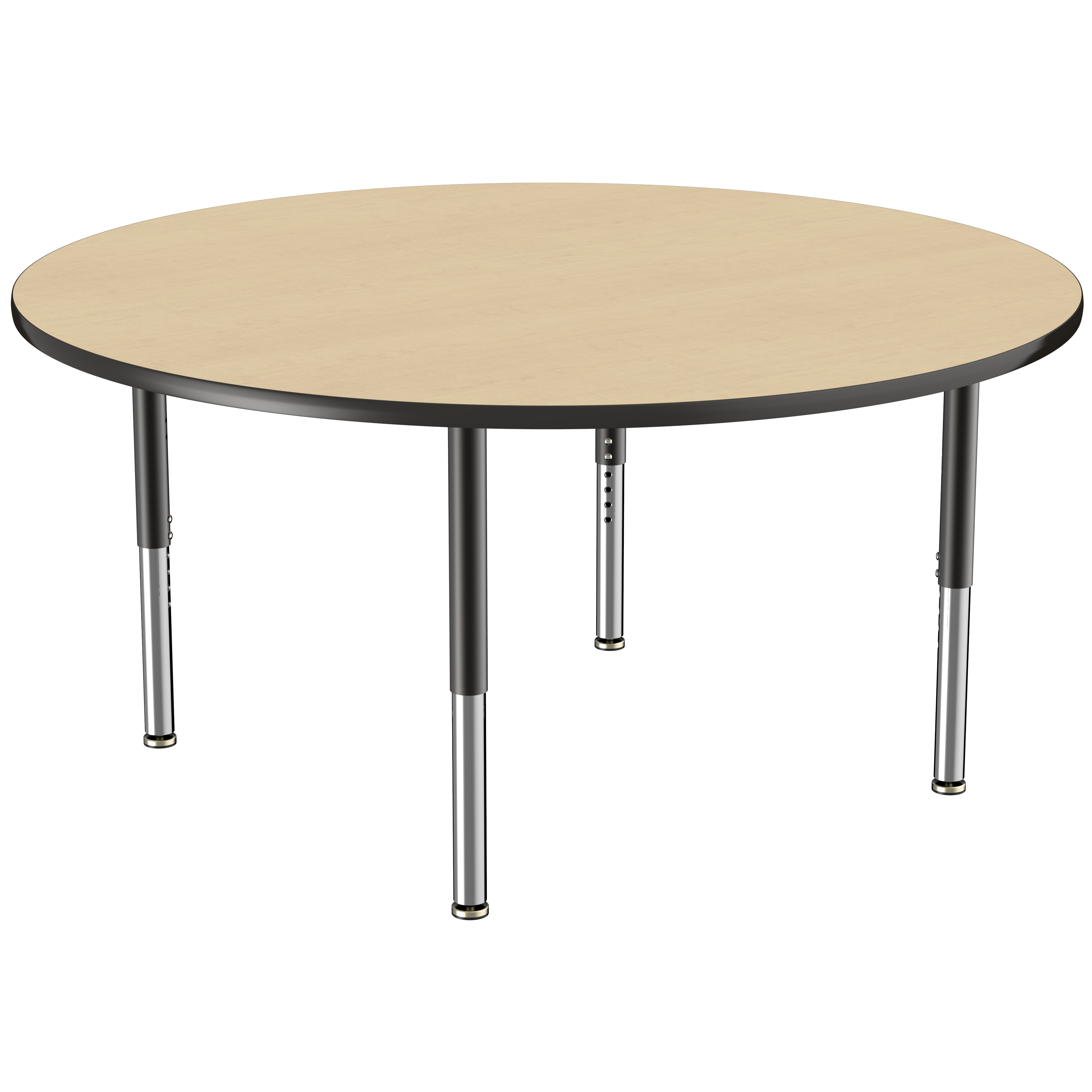 60" Round T-Molding Activity Table with Adjustable Super Legs - Maple/Black