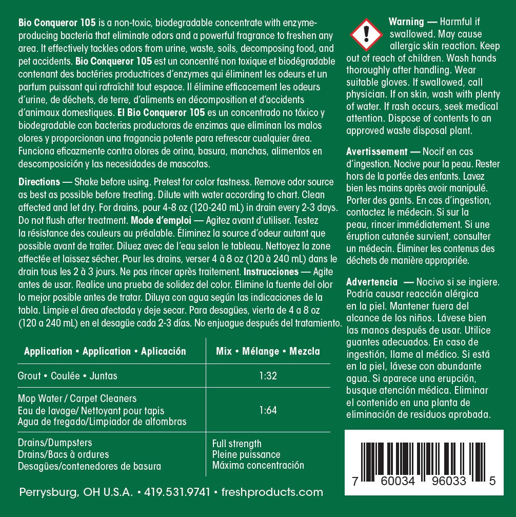 Bio Conqueror 105 Liquid - 1 quart Herbal Mint (12 Pack)