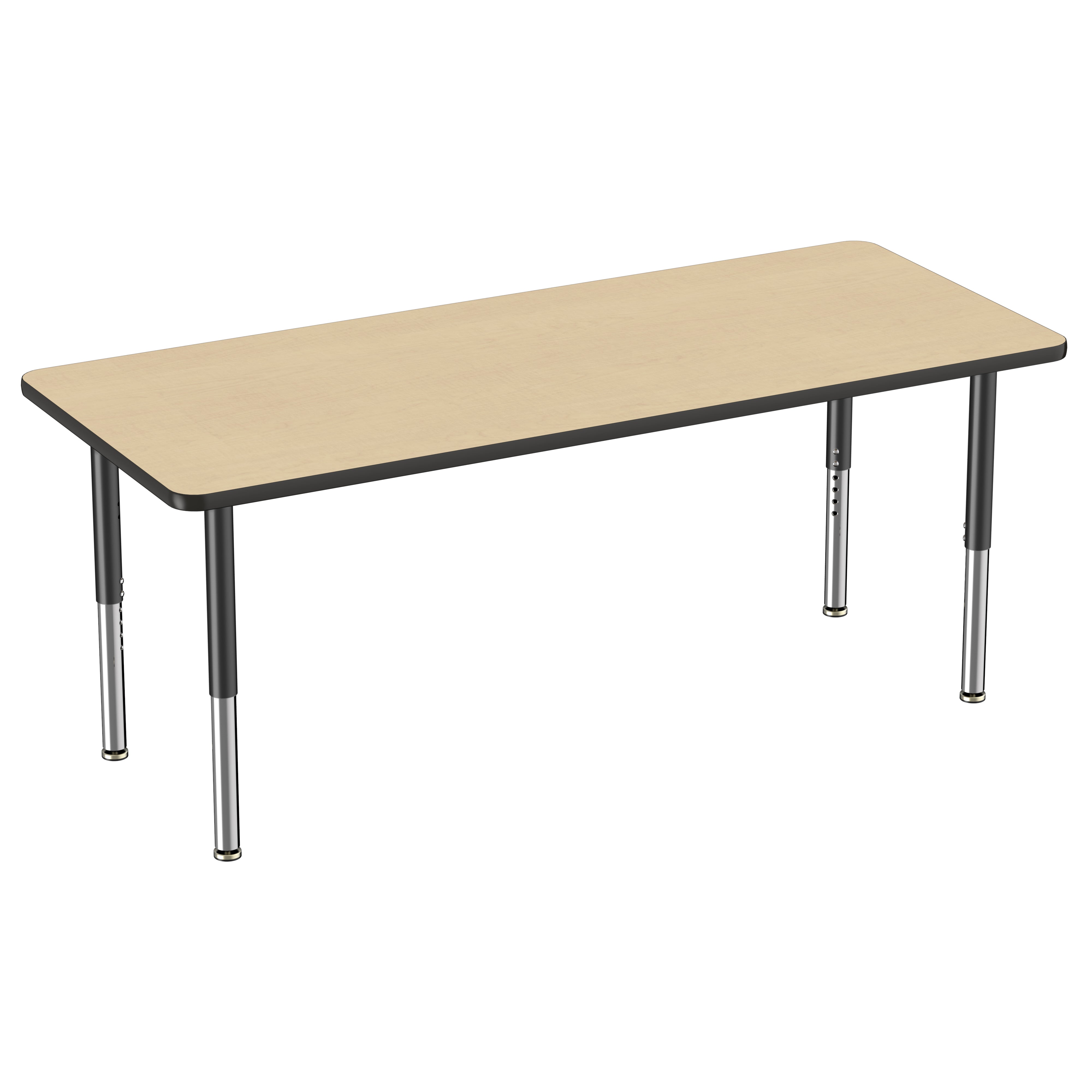 30" x 72" Rectangle Thermofused Activity Table with Adjustable Super Legs - Maple/Black