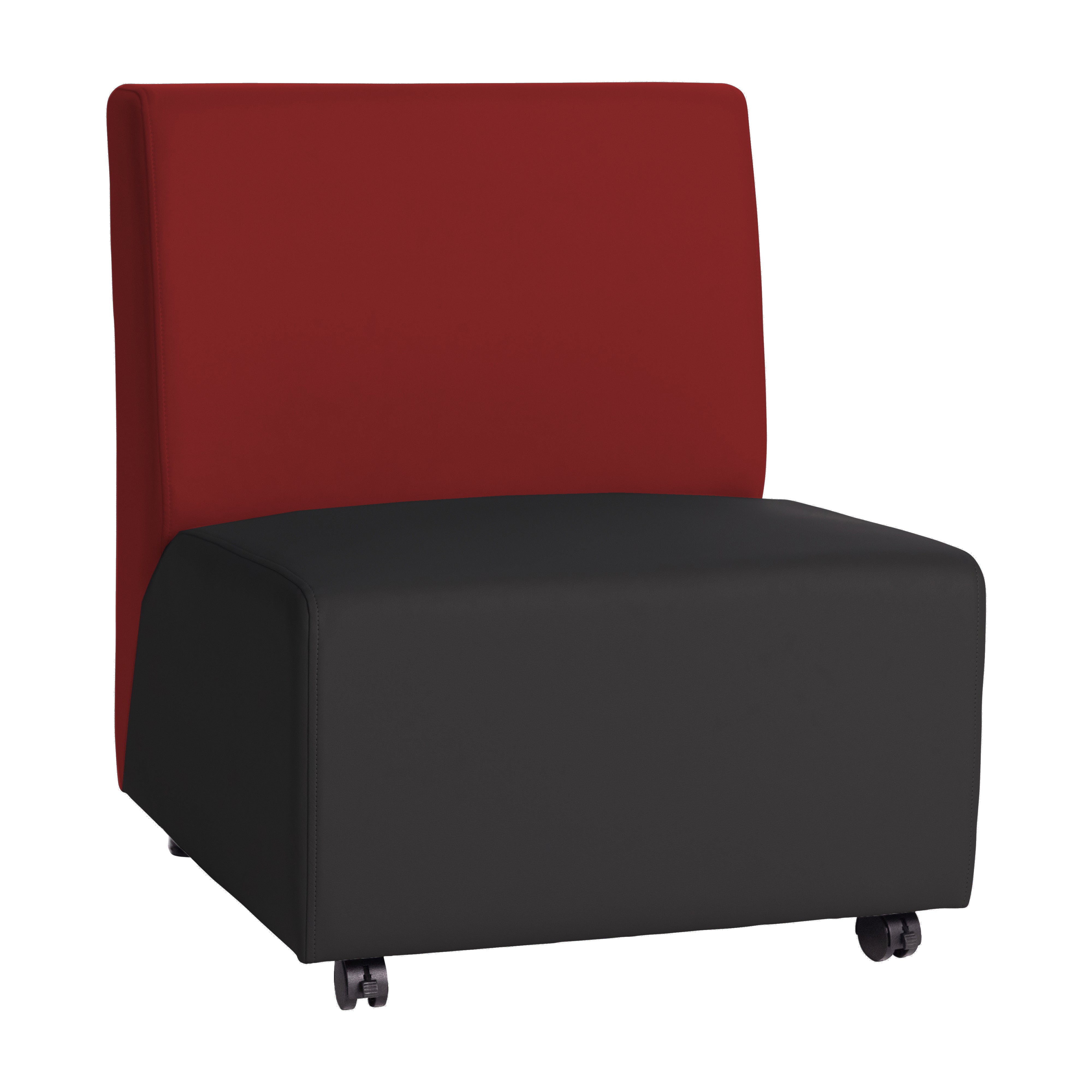 Pro Series Upholstered Armless Mobile Chair - Black/Crimson