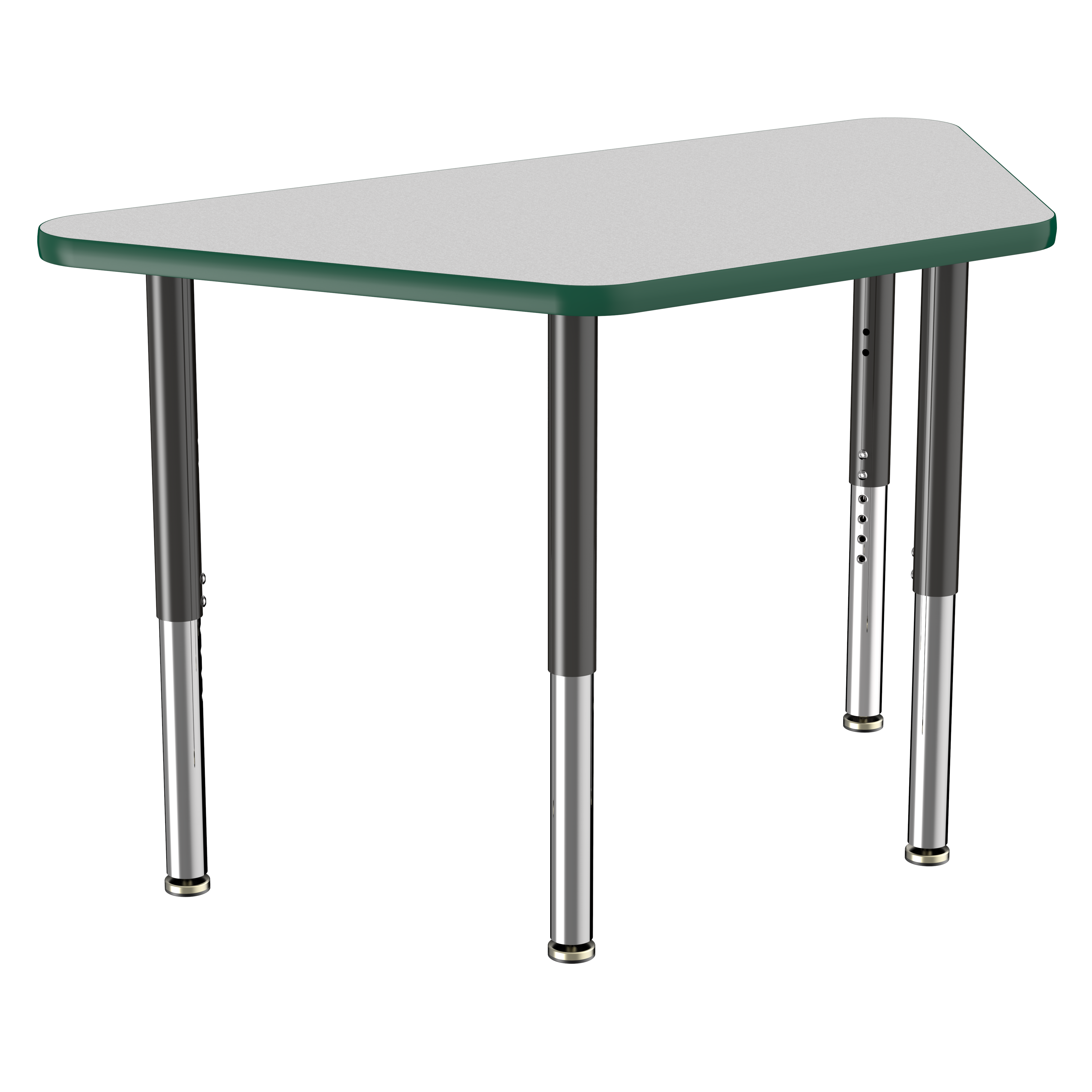 24" x 48" Trapezoid T-Molding Activity Table with Adjustable Super Legs - Gray/Green/Black