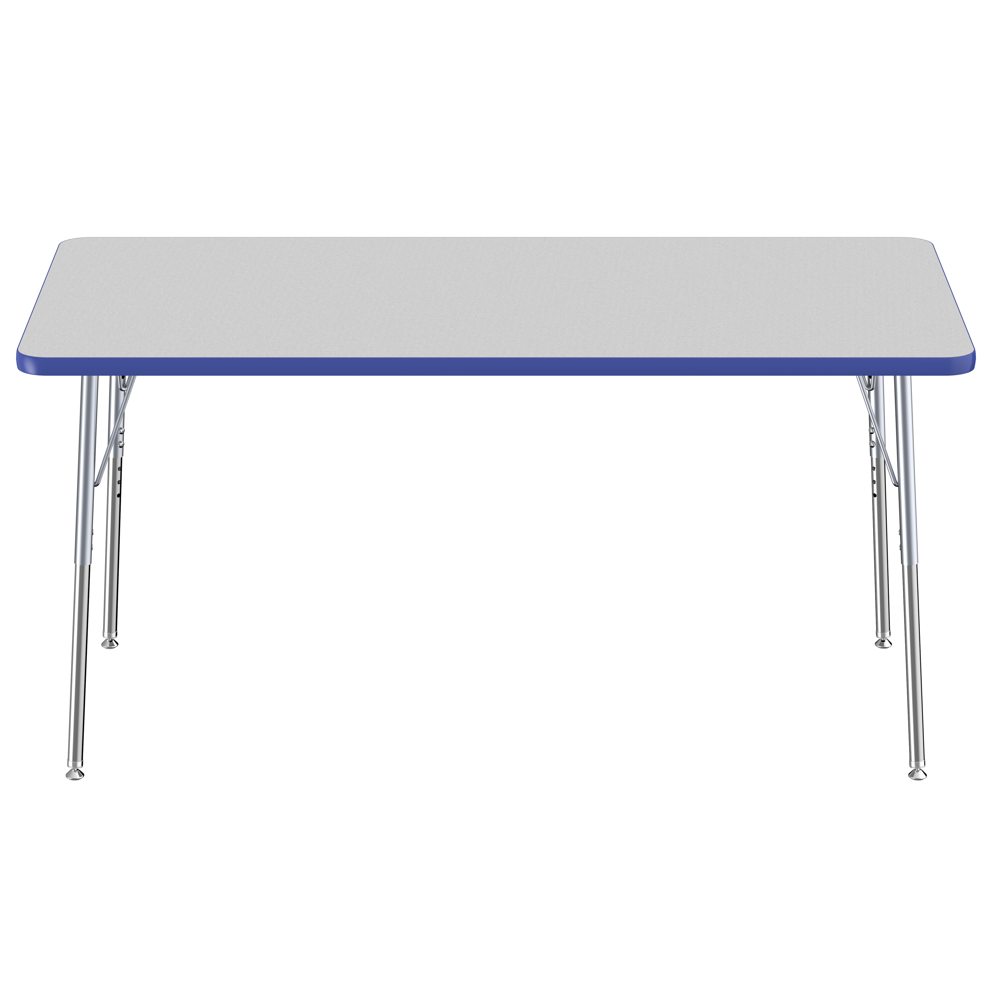 30" x 60" Rectangle T-Molding Activity Table with Adjustable Standard Swivel Glide Legs - Gray/Blue/Silver