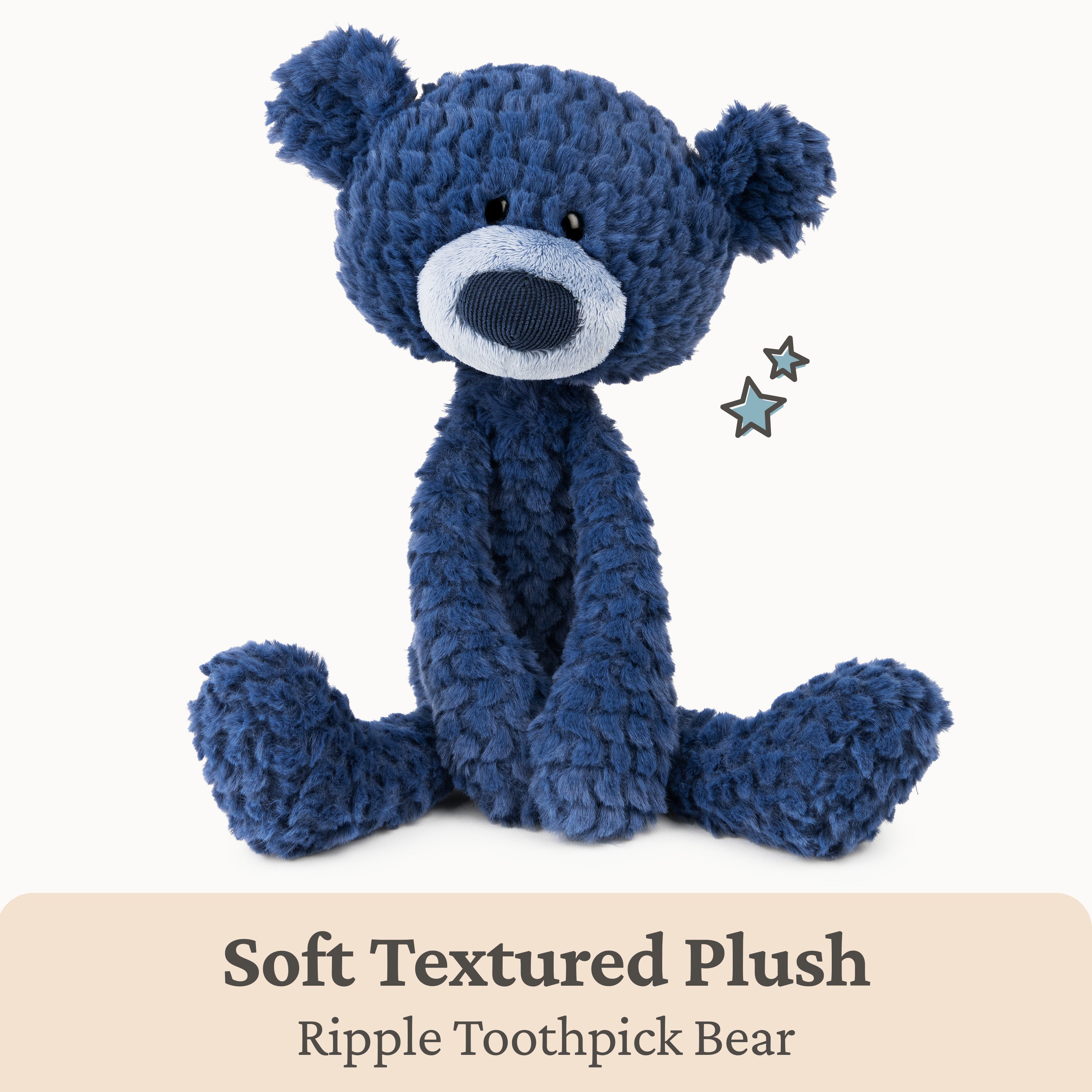 GUND Toothpick Ripple, Teddy Bear Stuffed Animal for Ages 1 and Up, Navy Blue, 15”