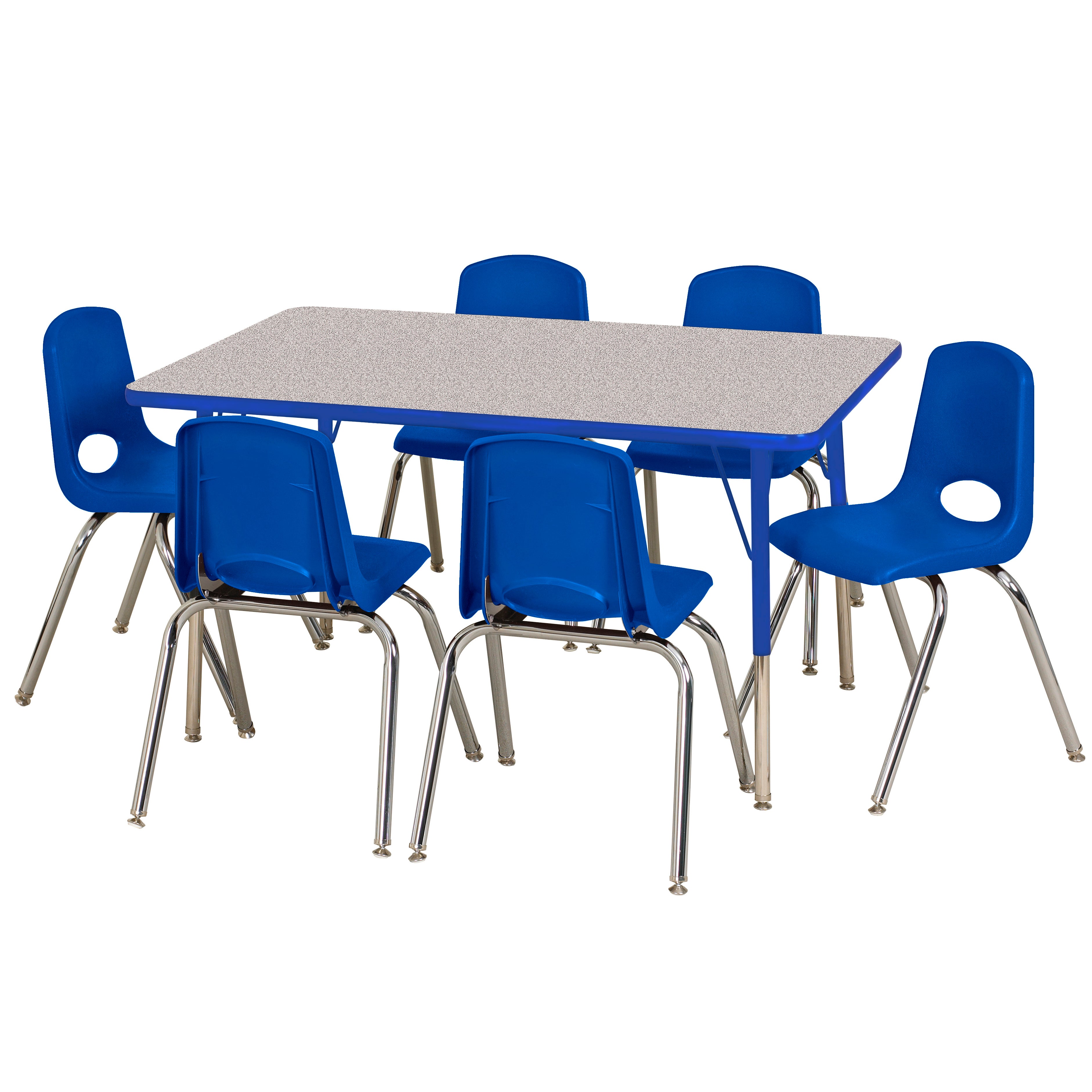 30" x 48" Rectangle T-Molding Activity Table with Adjustable Standard Swivel Glide Legs - Gray/Blue