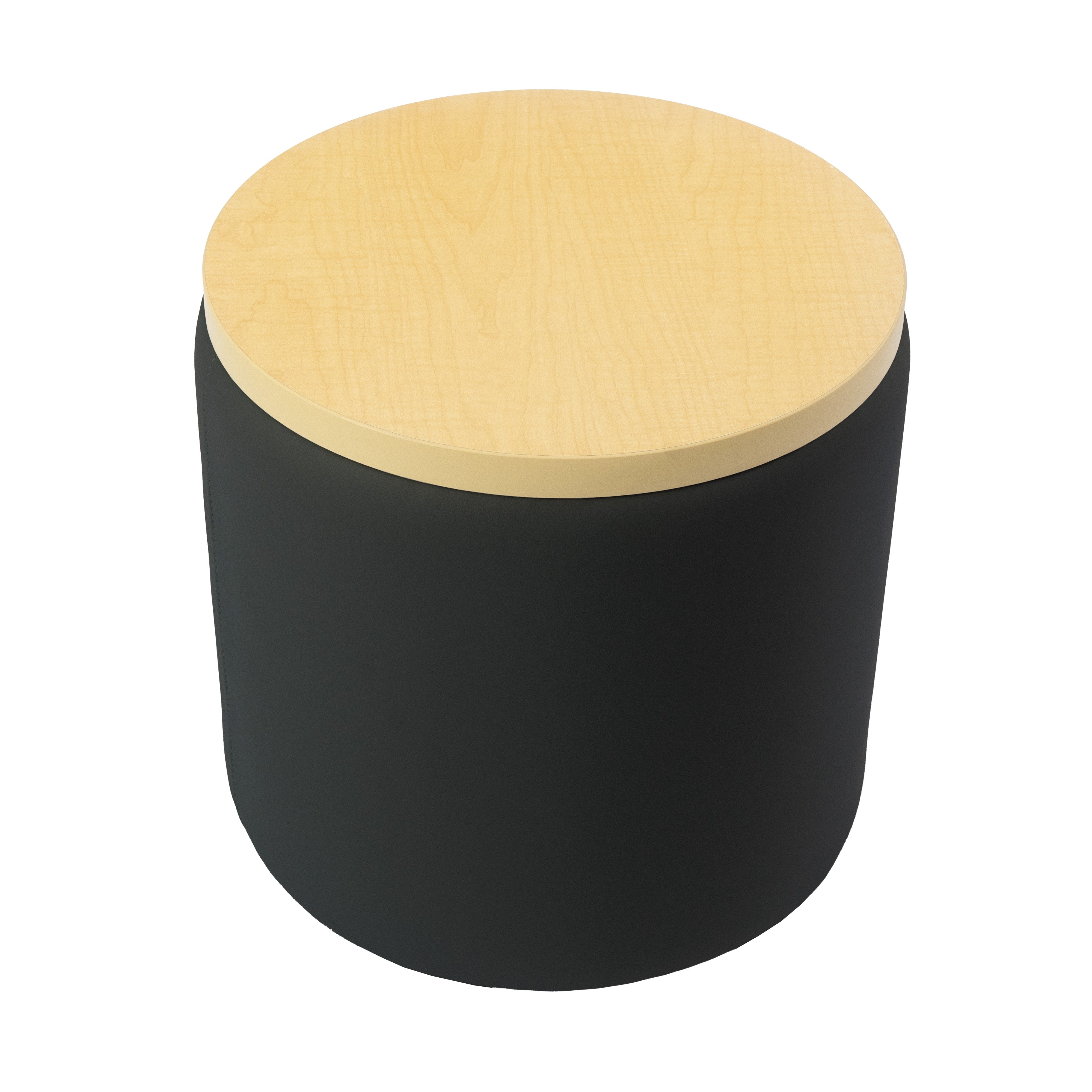Pro Series Upholstered 18" Round Ottoman Table 18" Height - Black/Maple