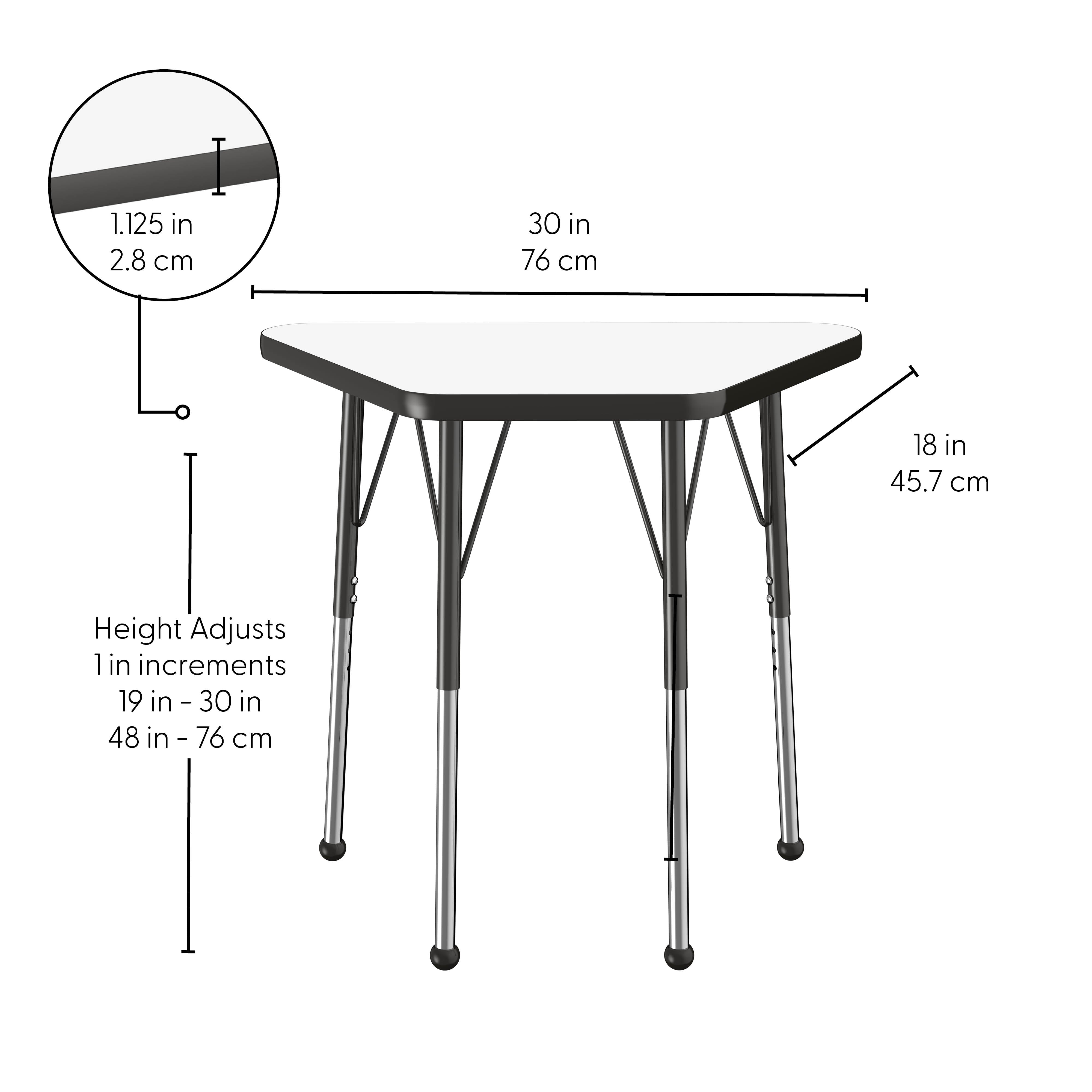 18" x 30" Trapezoid Dry-Erase Activity Table with Adjustable Standard Ball Glide Legs - Whiteboard/Black