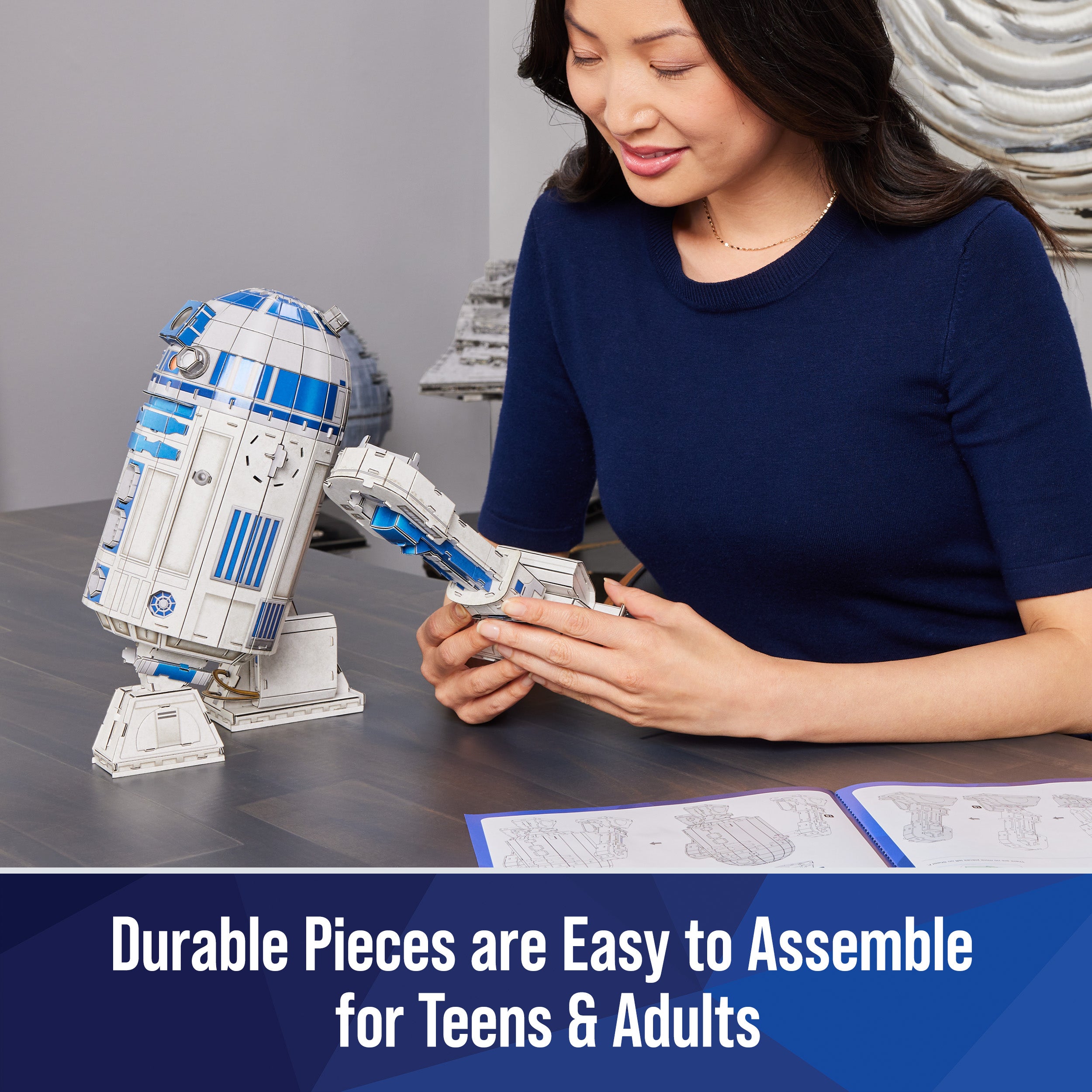 4D Build Star Wars R2-D2 Cardstock 3D Model Kit, Star Wars Gifts, Toys Desk Décor for Fans & Collectors, Adults & Teens 12+