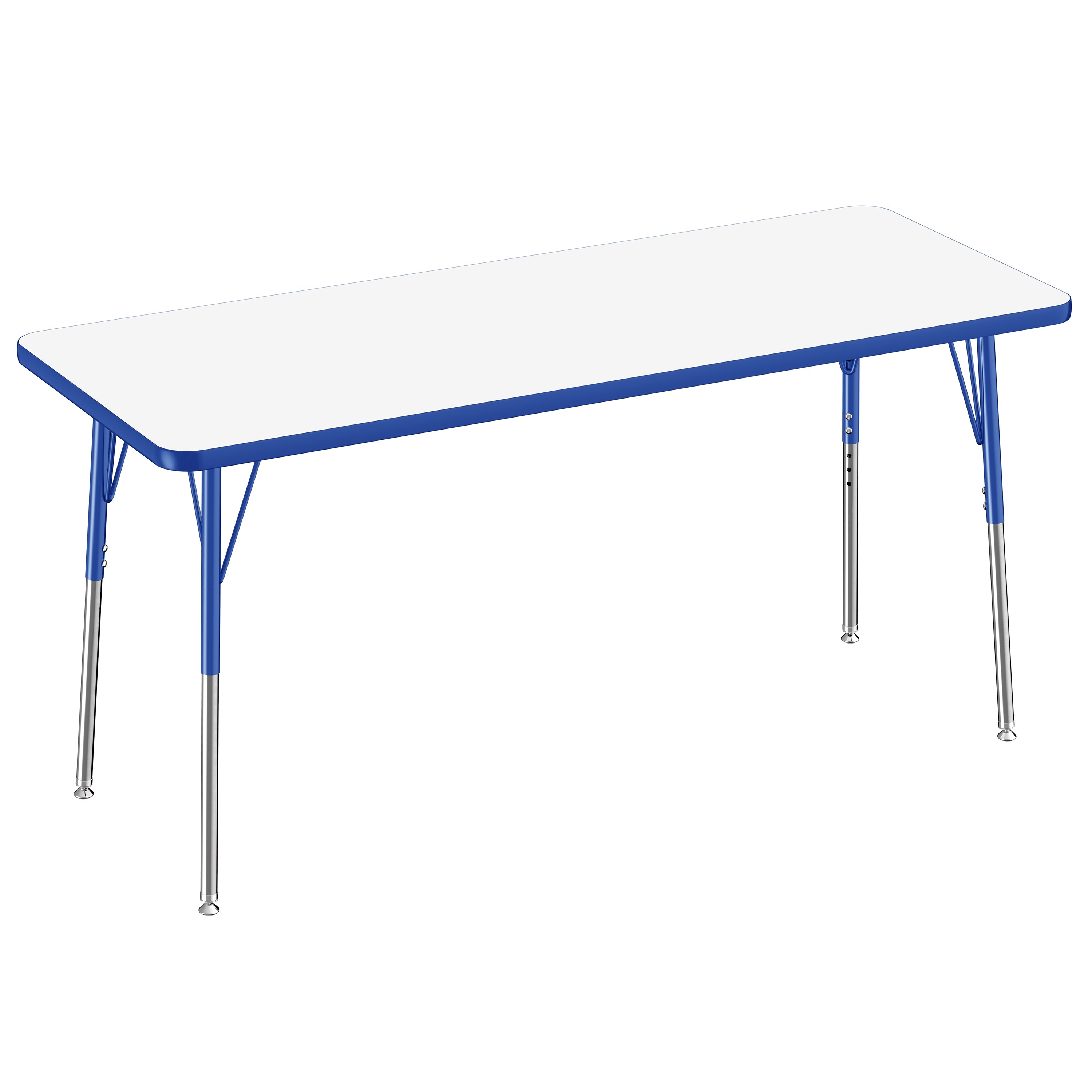 24" x 60" Rectangle Dry-Erase Activity Table with Adjustable Standard Swivel Glide Legs - Whiteboard/Blue