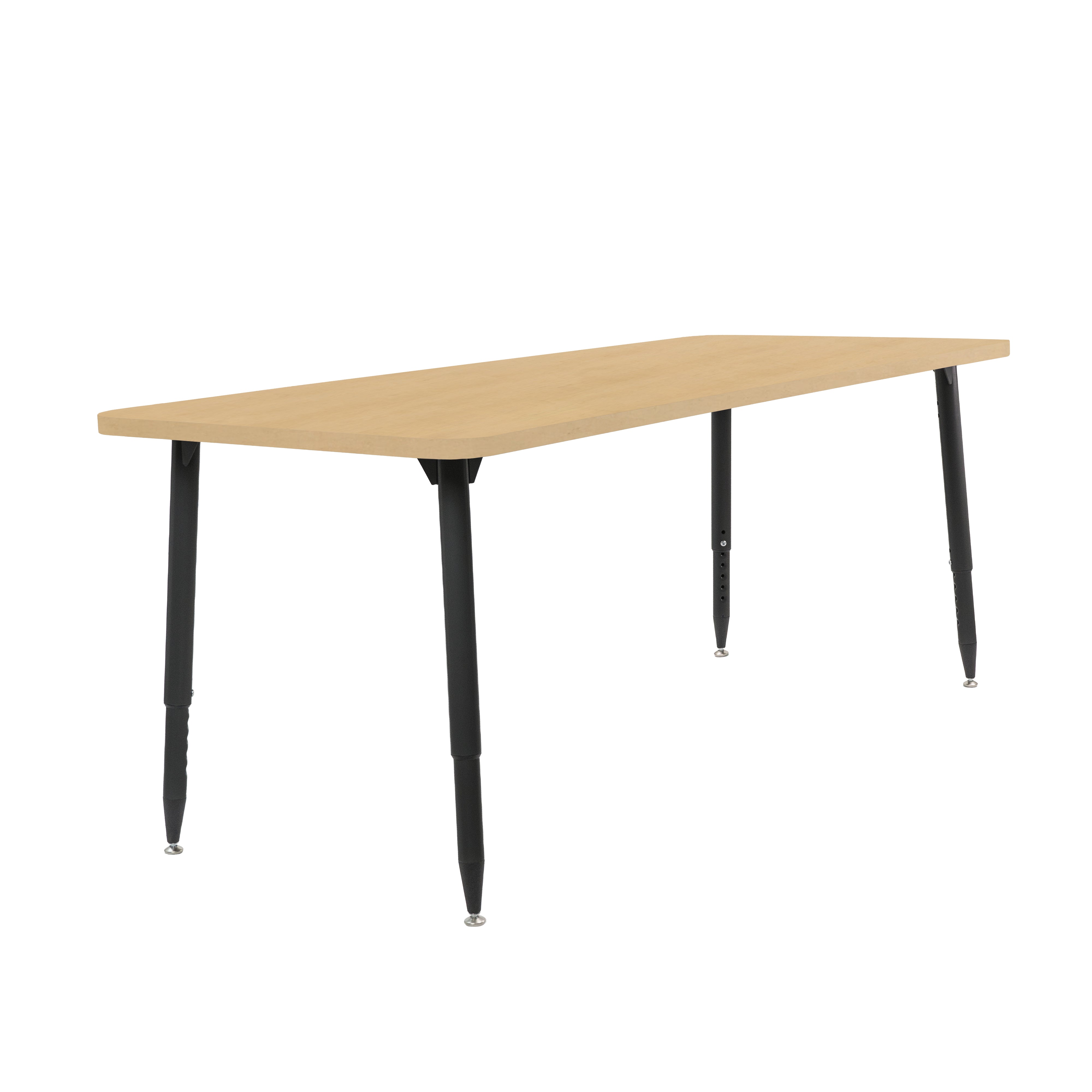 Adapte 30" x 72" Rectangle Woodgrain Activity Table with Adjustable Tapered Legs - Maple Grain/Black