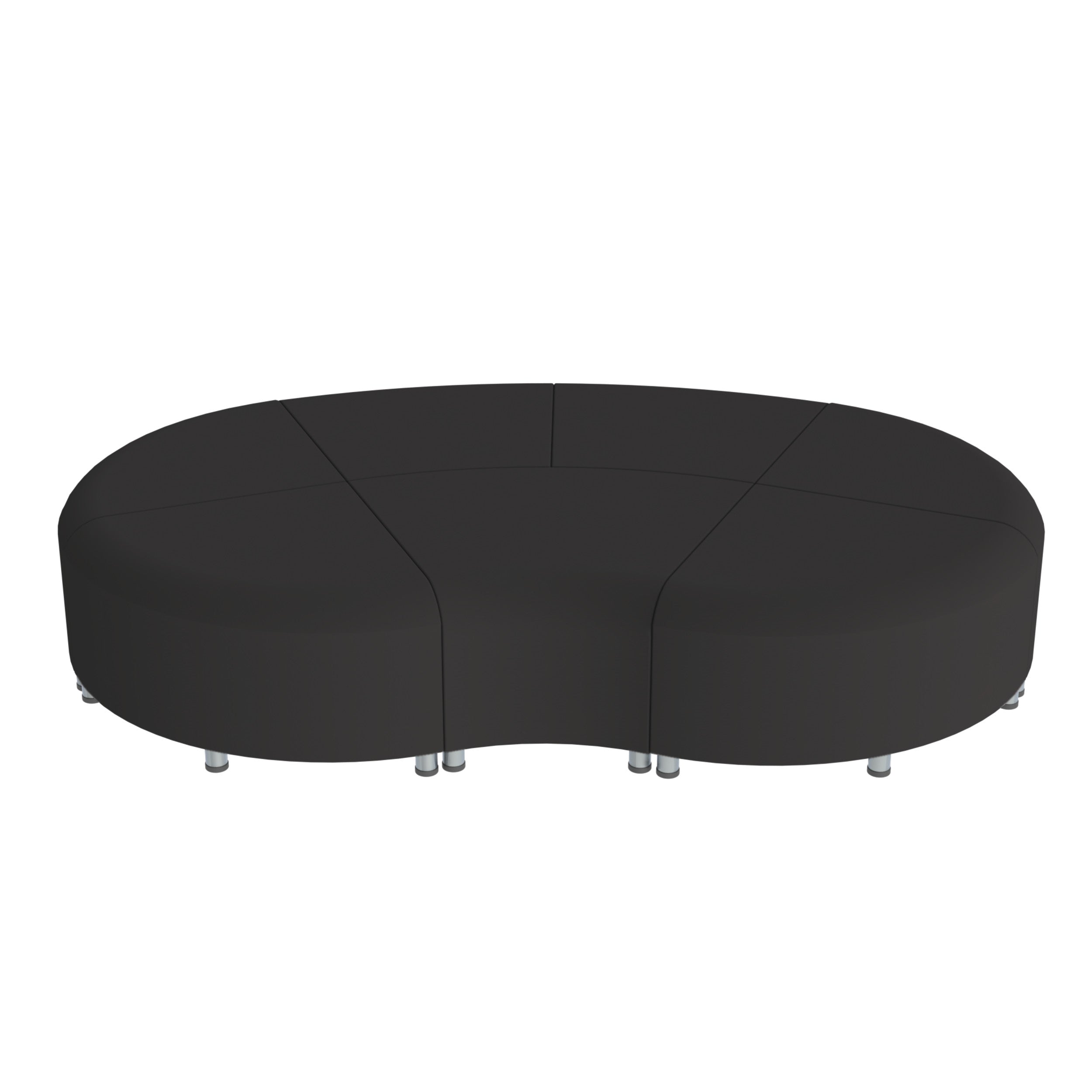 Pro Series Connect Curved Wavelet Backless Seating, 7-Piece Set - Black