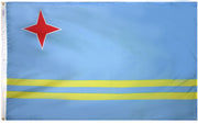 Aruba Flag 3x5 ft. Nylon SolarGuard Nyl-Glo 100% Made in USA to Official United Nations Design Specifications.