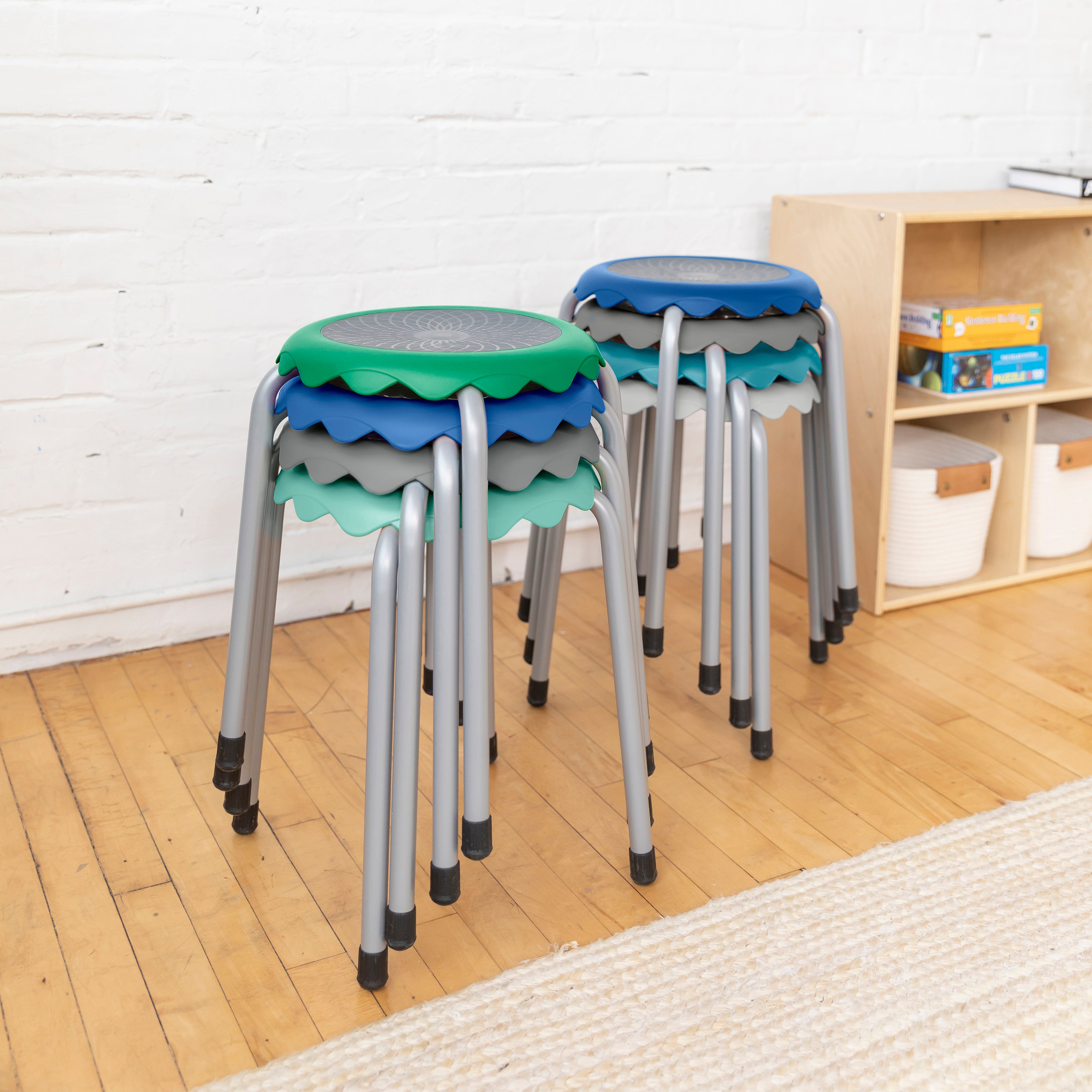 Daisy Stackable Stool Set 8-Piece - Contemporary