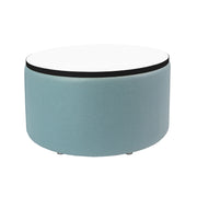 Pro Series Upholstered 30" Round Dry-Erase Ottoman Table 18" Height - Sky Blue Crosshatch/Whiteboard