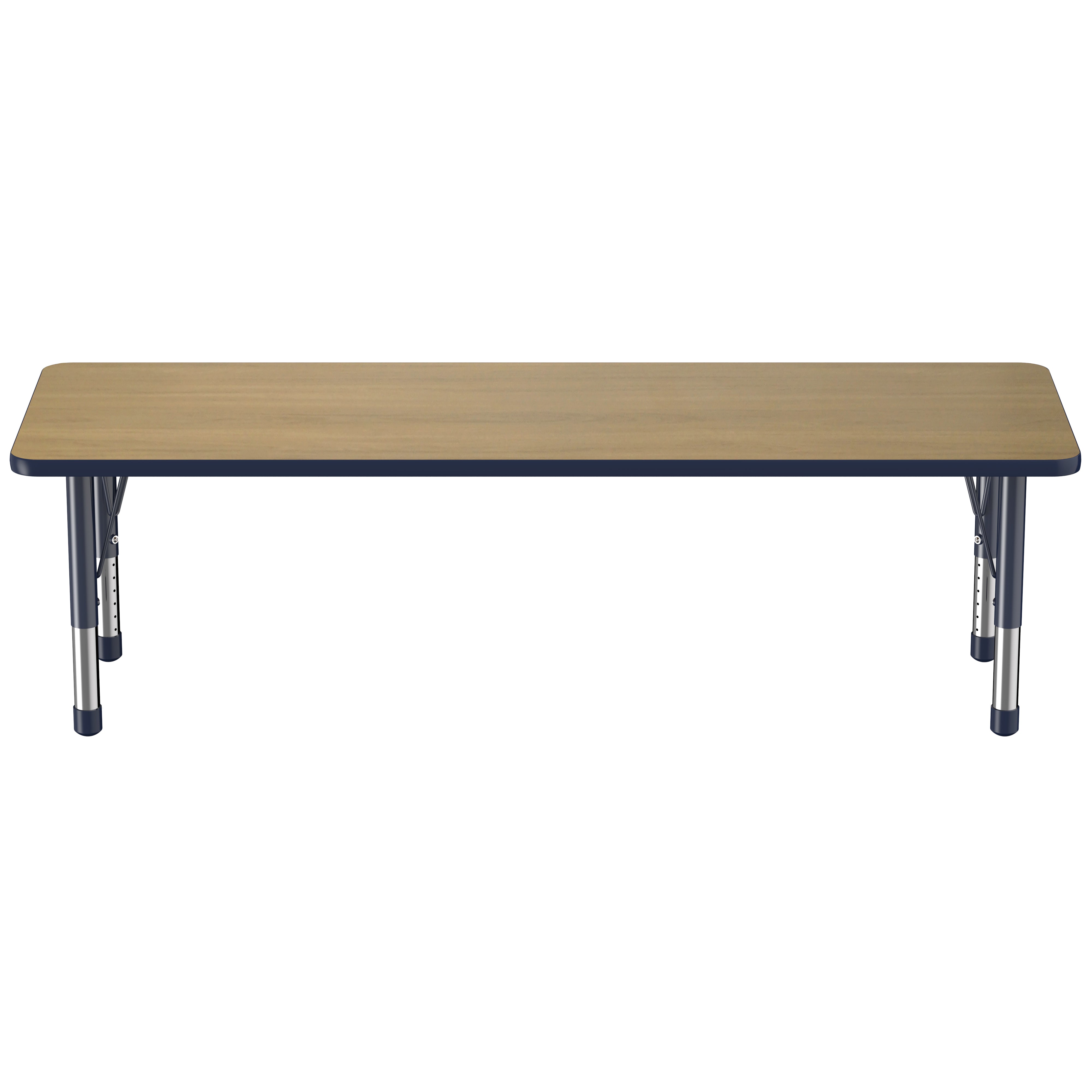 24" x 72" Rectangle T-Molding Activity Table with Adjustable Chunky Legs - Pasadena Oak/Navy