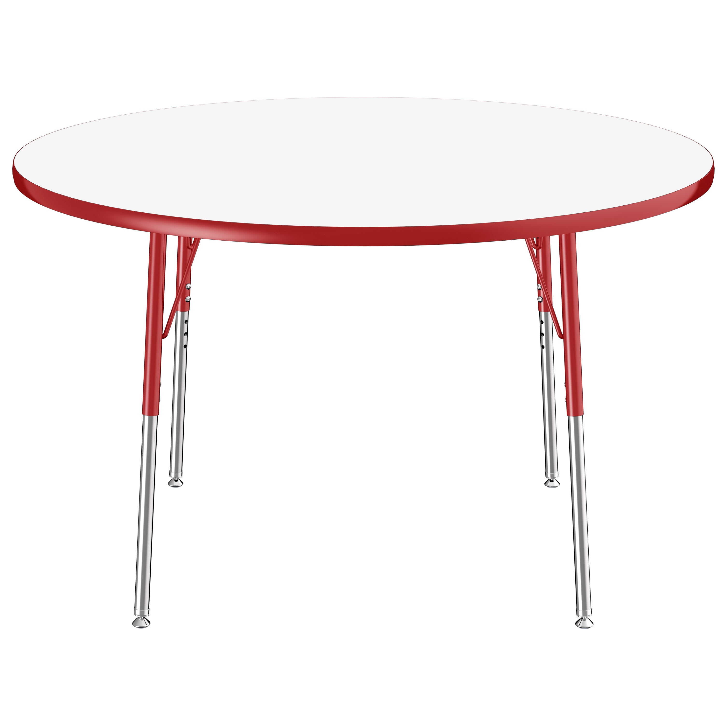 48" Round Collaborative Dry-Erase Activity Table with Adjustable Standard Swivel Glide Legs - Whiteboard/Red