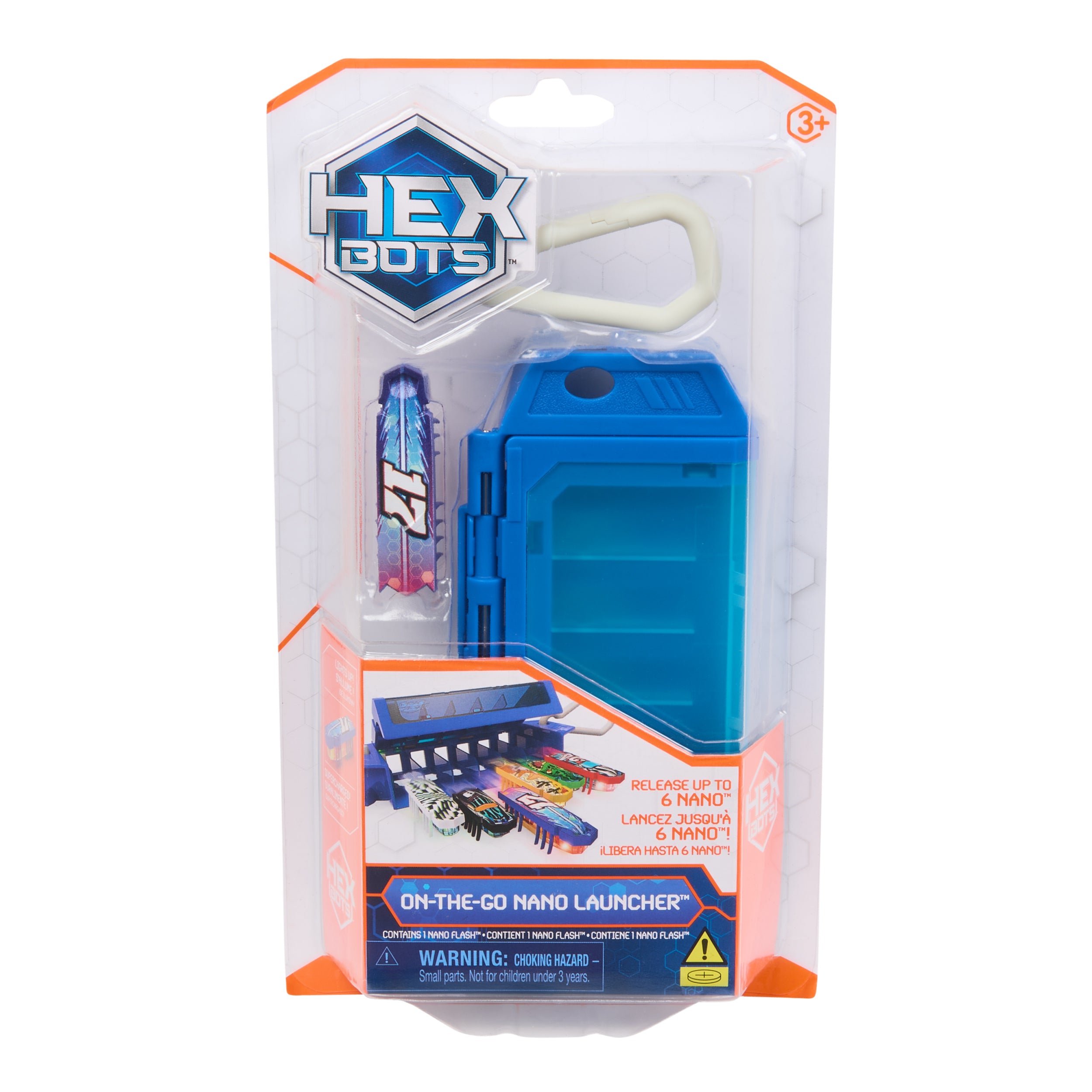 HEX BOTS Nano On-The-Go Launcher with 1 Bonus Flash Nano, Autonomous Mini Robot Sensory Toy and Carrying Case, Toy Playsets for Kids Ages 3 and up