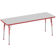 24" x 72" Rectangle T-Molding Activity Table with Adjustable Standard Ball Glide Legs - Gray/Red