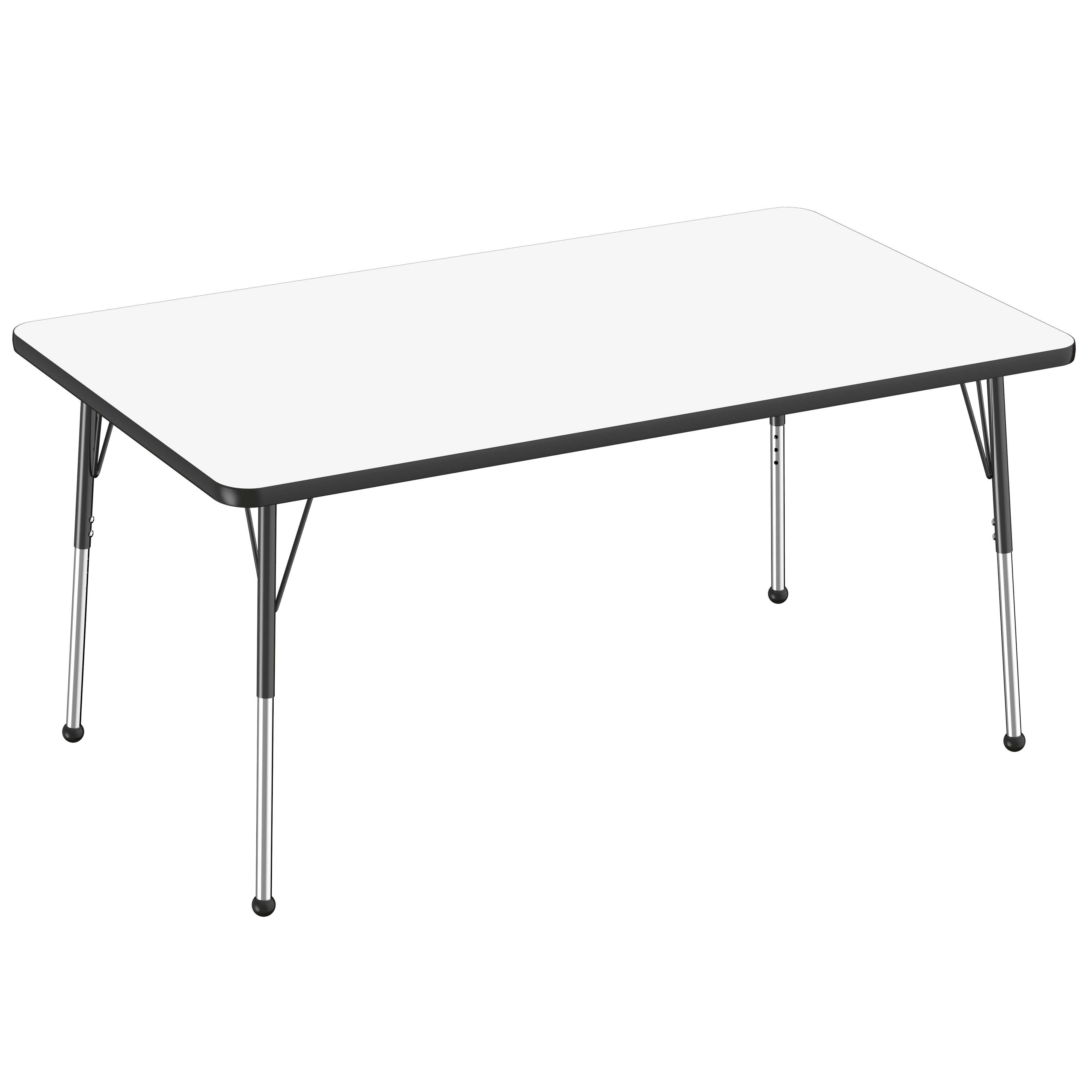 36" x 60" Rectangle Dry-Erase Activity Table with Adjustable Standard Ball Glide Legs - Whiteboard/Black