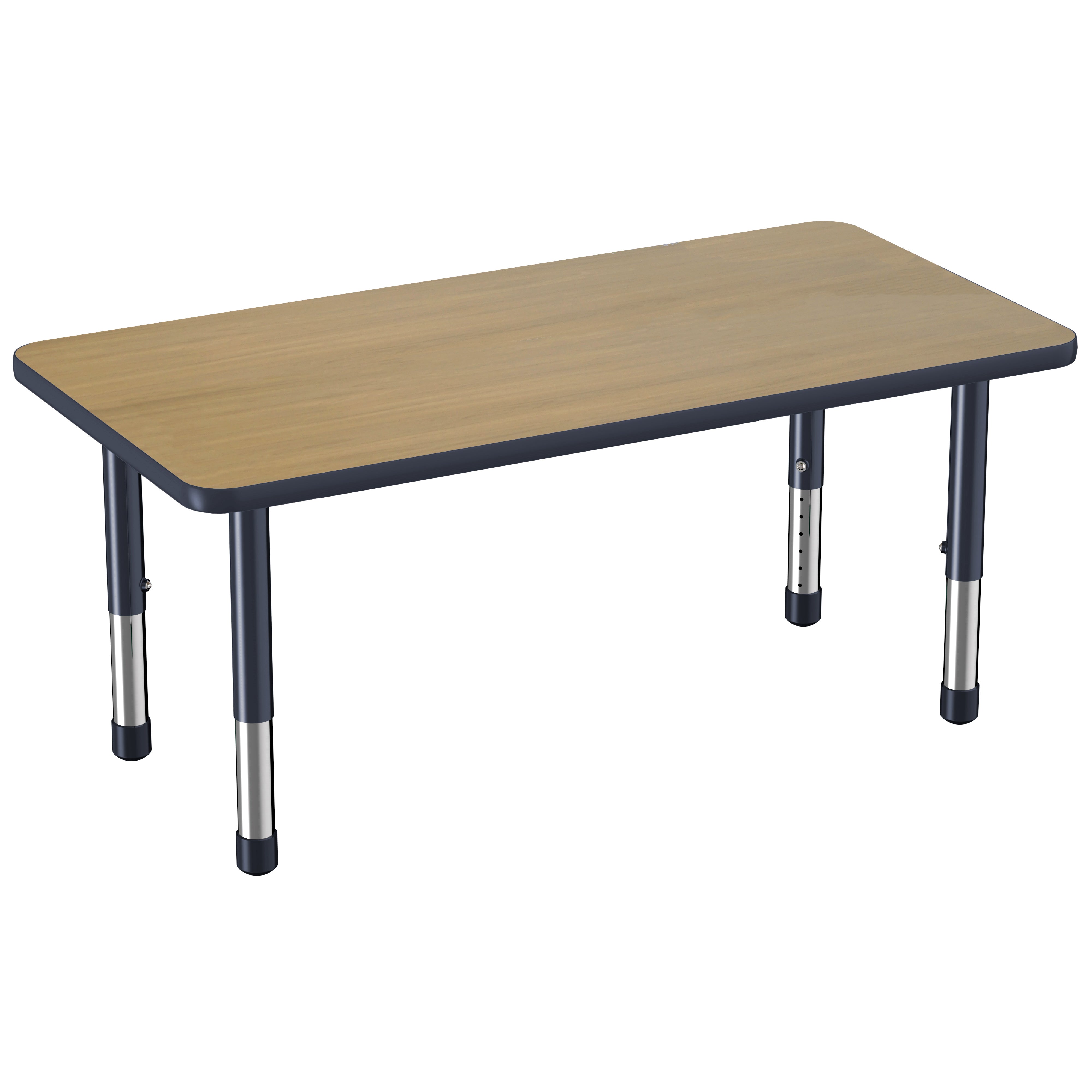 24" x 48" Rectangle Thermofused Activity Table with Adjustable Chunky Legs - Pasadena Oak/Navy