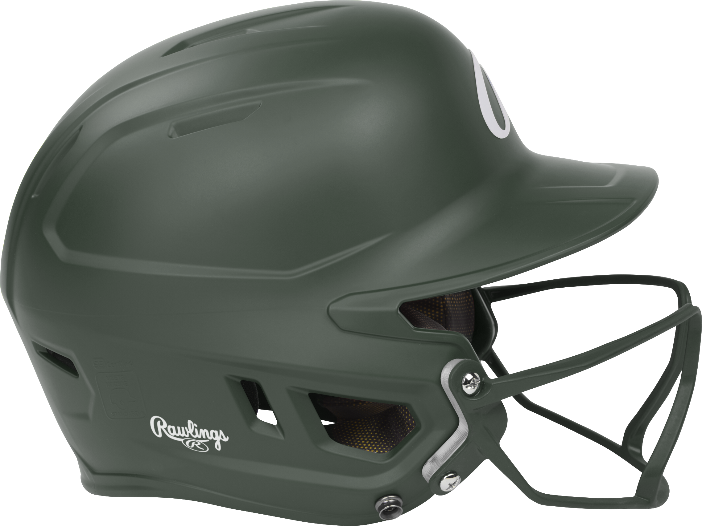 Rawlings Mach Hi-Viz Senior Matte Batting Helmet With Hi-Viz Face Guard - Dark Green
