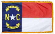 North Carolina State Flag 4x6 ft. Nylon with Pole Sleeve and Gold Fringe for Parades, and Indoor Display