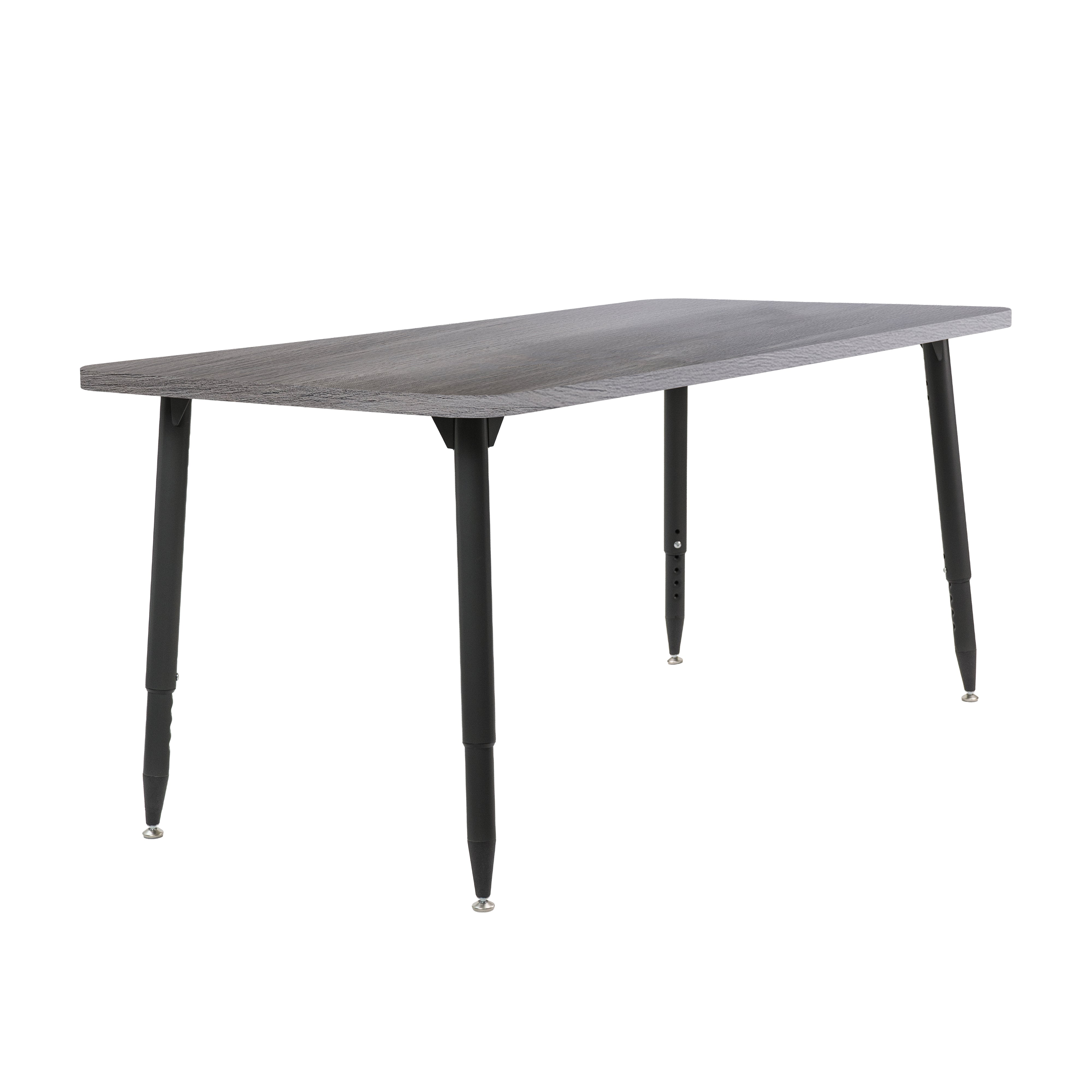 Adapte 30" x 60" Rectangle Woodgrain Activity Table with Adjustable Tapered Legs - Gray Wood/Black
