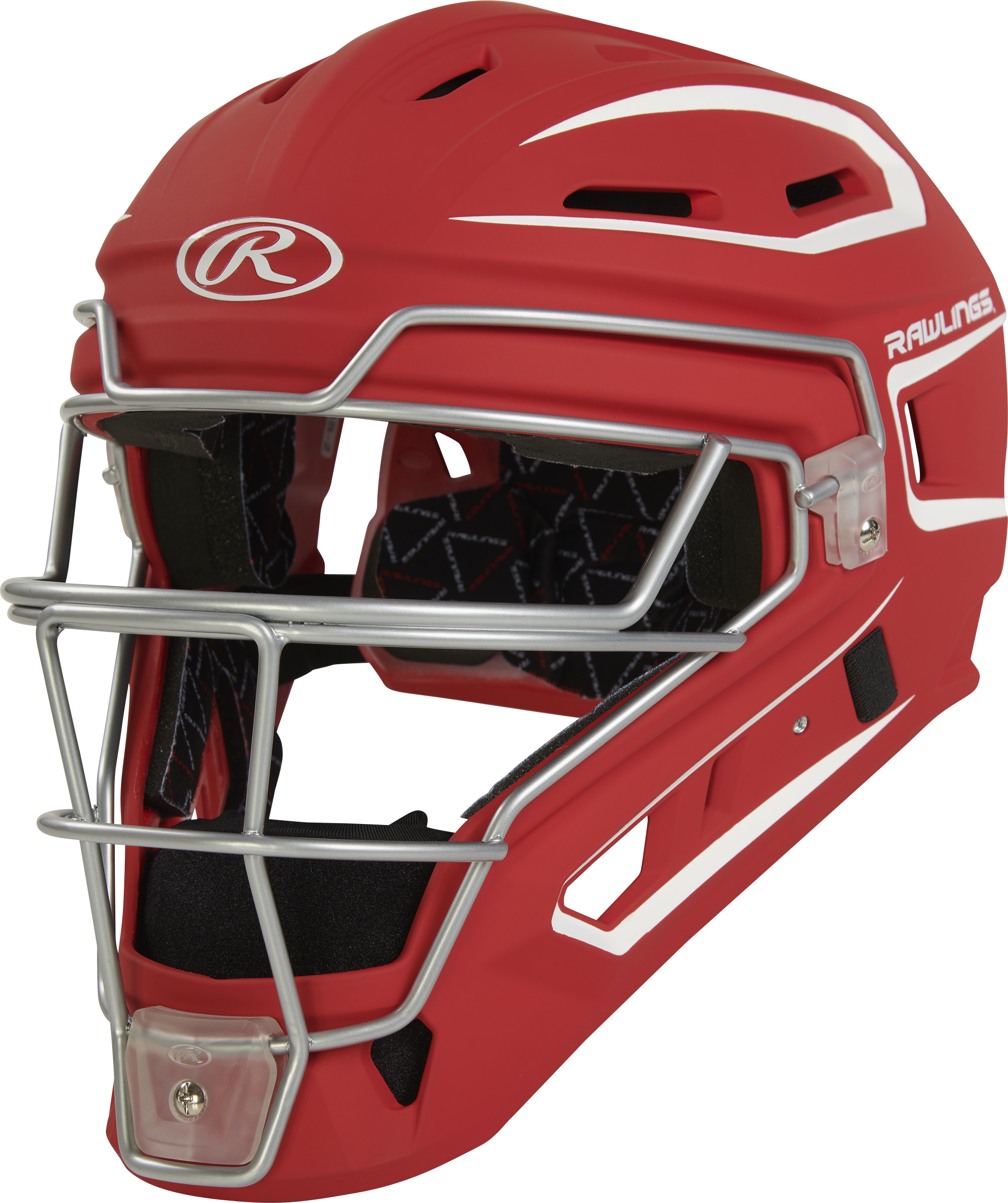 Rawlings Velo 2.0 Matte Junior Catchers Helmet - Scarlet/White