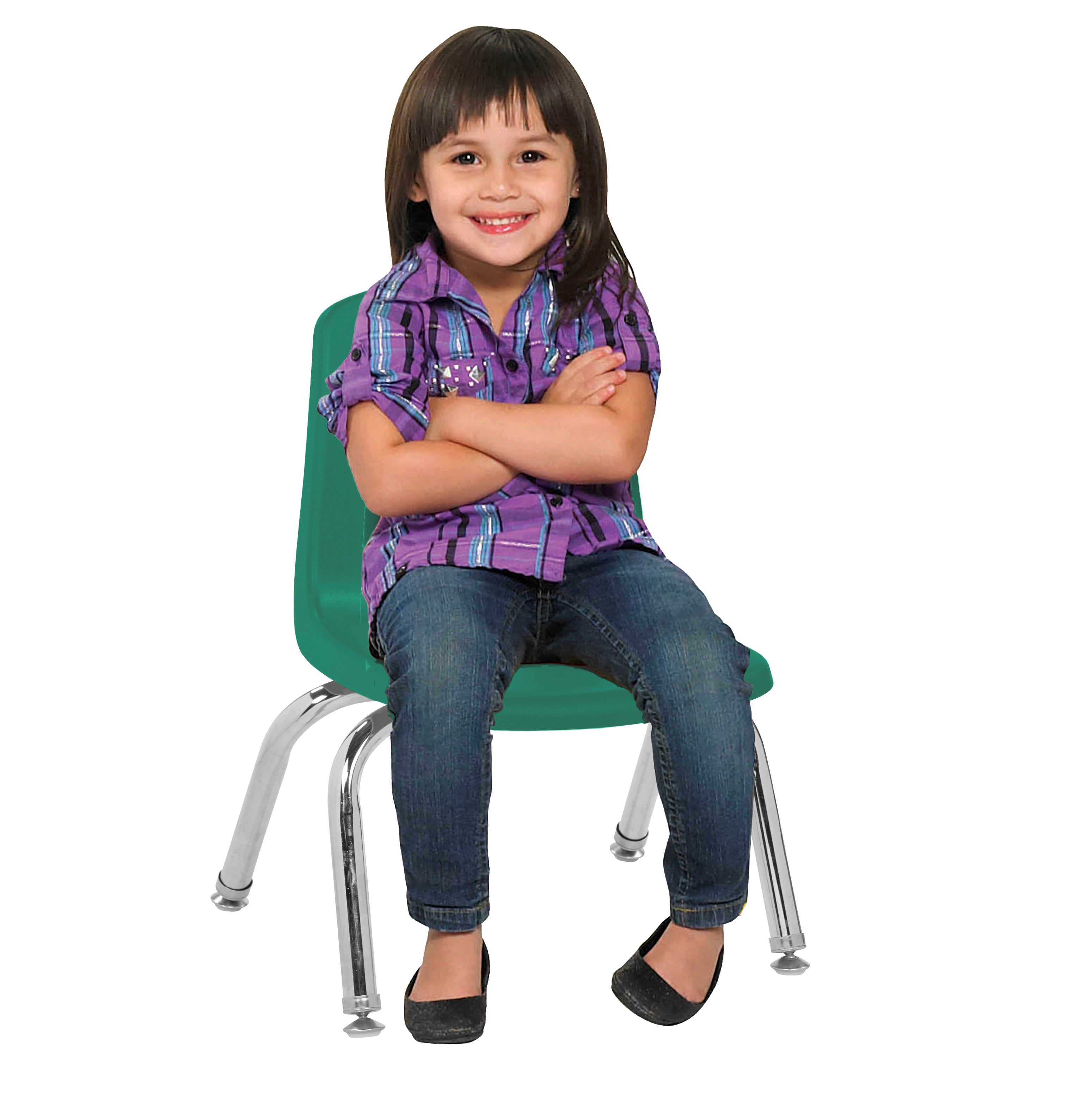 10" Stack Chair with Swivel Glides - Green