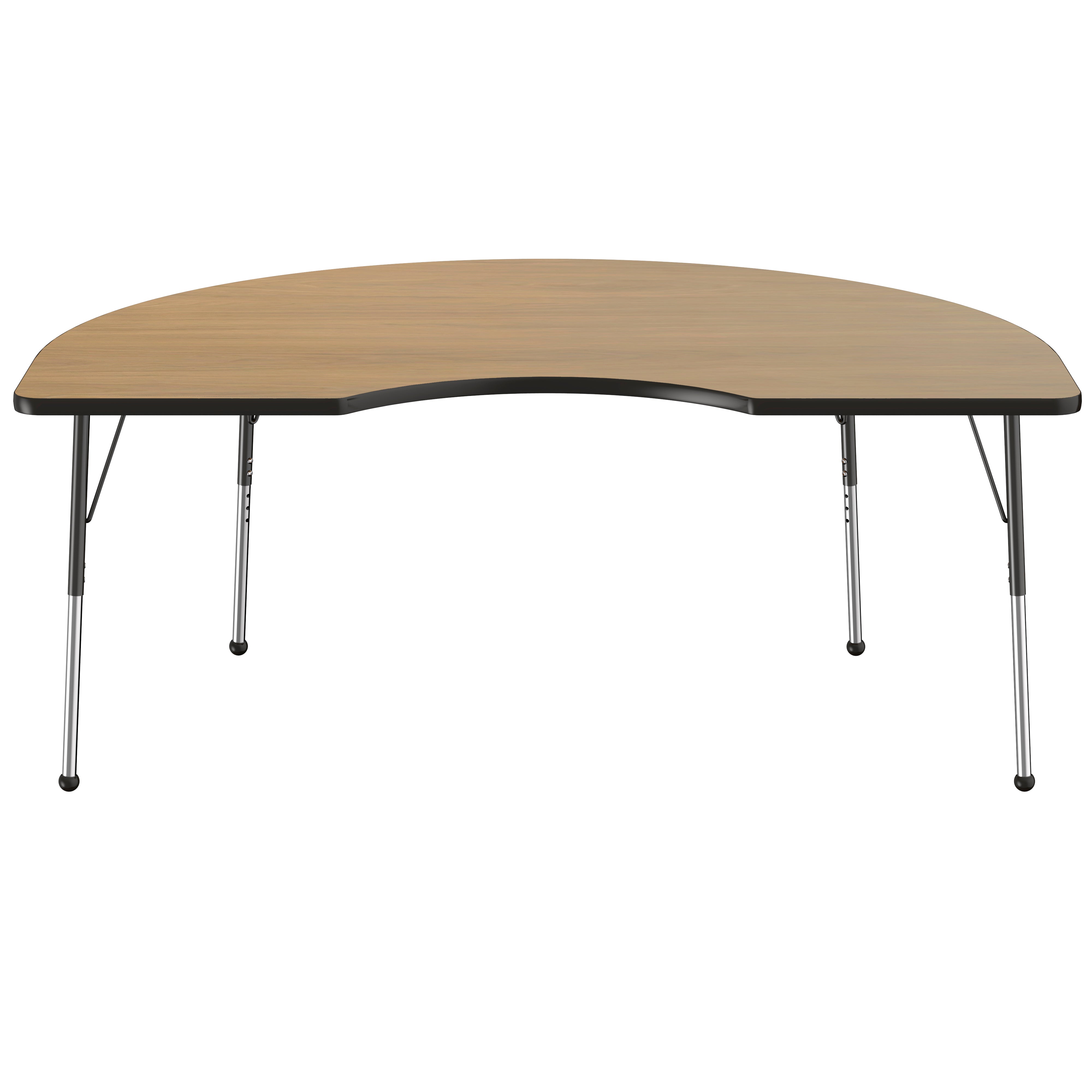 48" x 72" Kidney T-Molding Activity Table with Adjustable Standard Ball Glide Legs - Pasadena Oak/Black