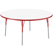 60" Round Dry-Erase Activity Table with Adjustable Standard Swivel Glide Legs - Whiteboard/Red