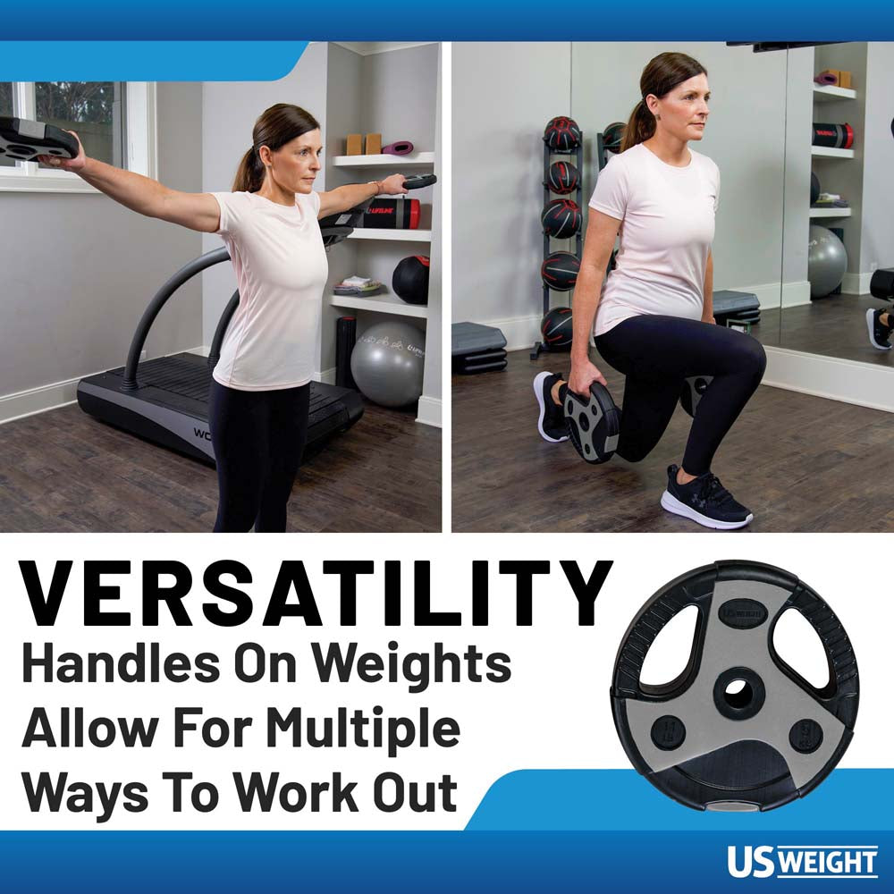 US Weight 54 LB Weight Set with 55" Padded Bar - Grey