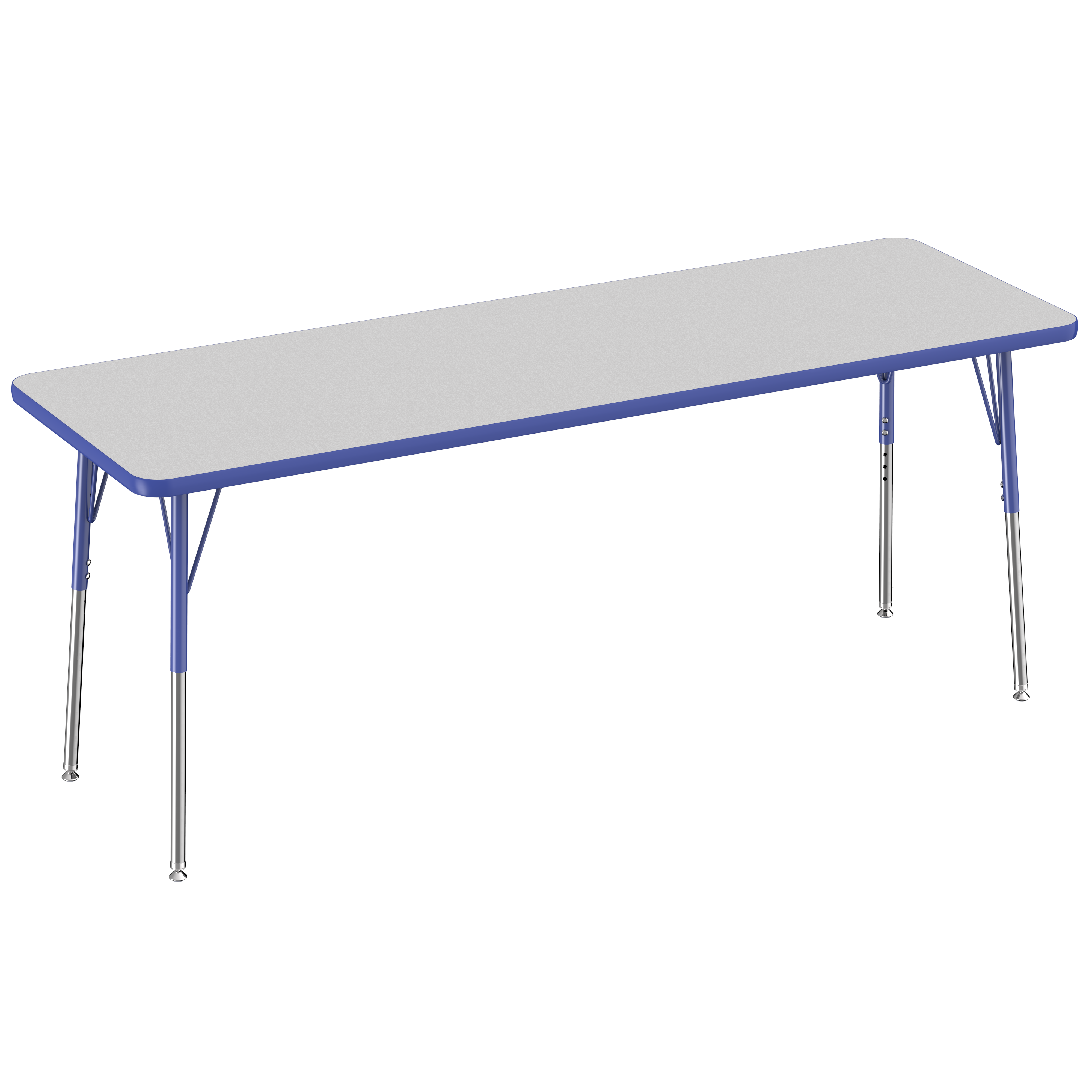 24" x 72" Rectangle T-Molding Activity Table with Adjustable Standard Swivel Glide Legs - Gray/Blue