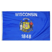Wisconsin State Flag 2x3 ft. Nylon SolarGuard Nyl-Glo 100% Made in USA to Official State Design Specifications.