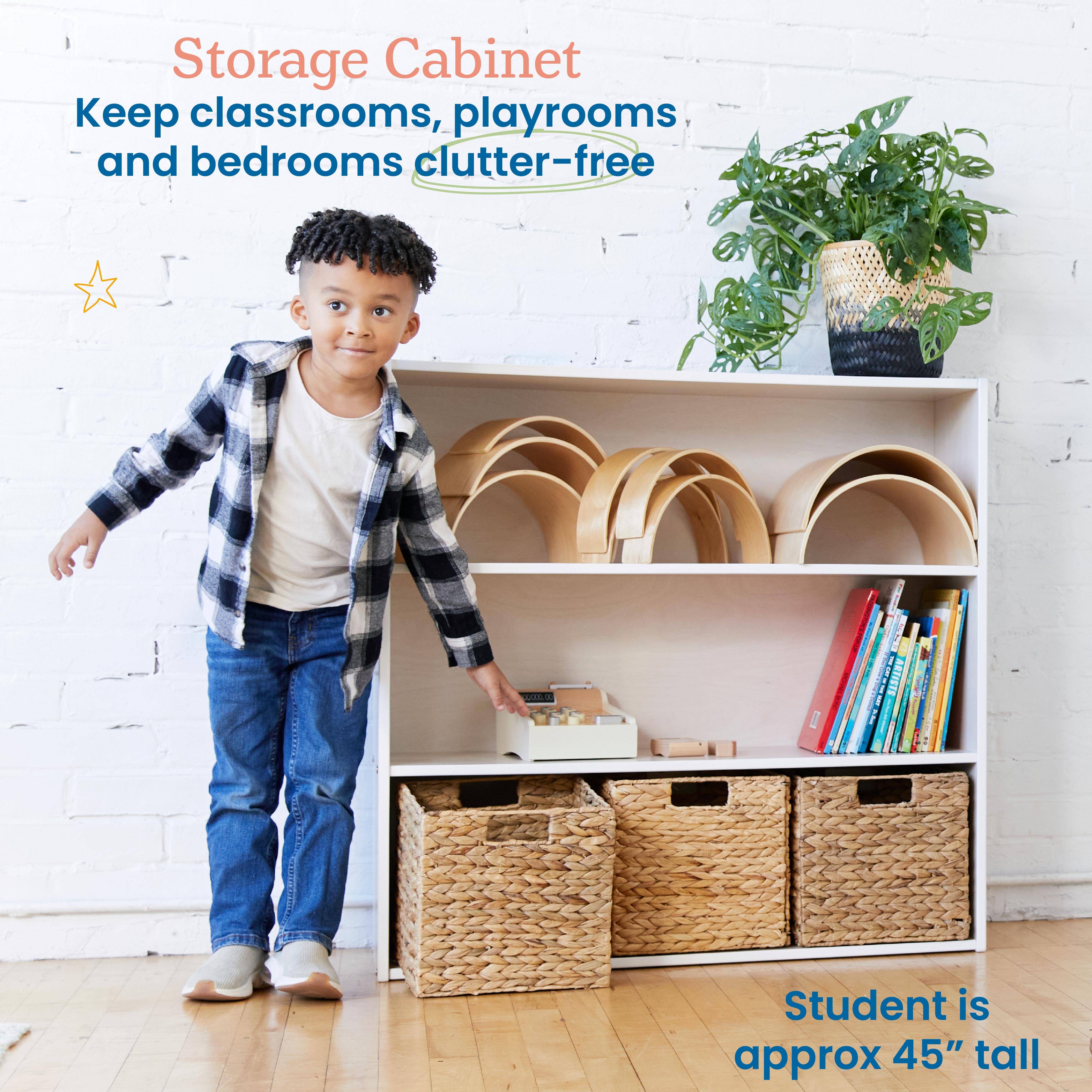 Streamline 3-Shelf Storage Cabinet with Back 36in H - White Wash