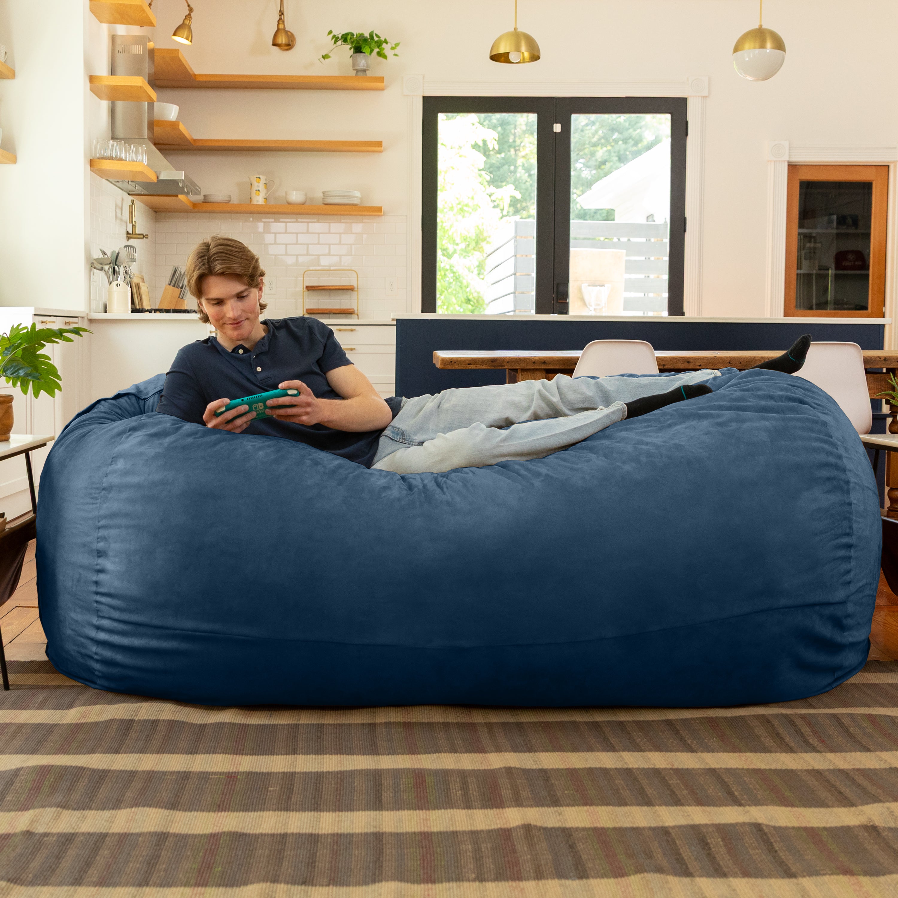 Jaxx 7 Foot Giant Bean Bag Sofa, Navy