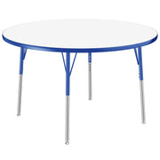 48" Round Collaborative Dry-Erase Activity Table with Adjustable Standard Swivel Glide Legs - Whiteboard/Blue