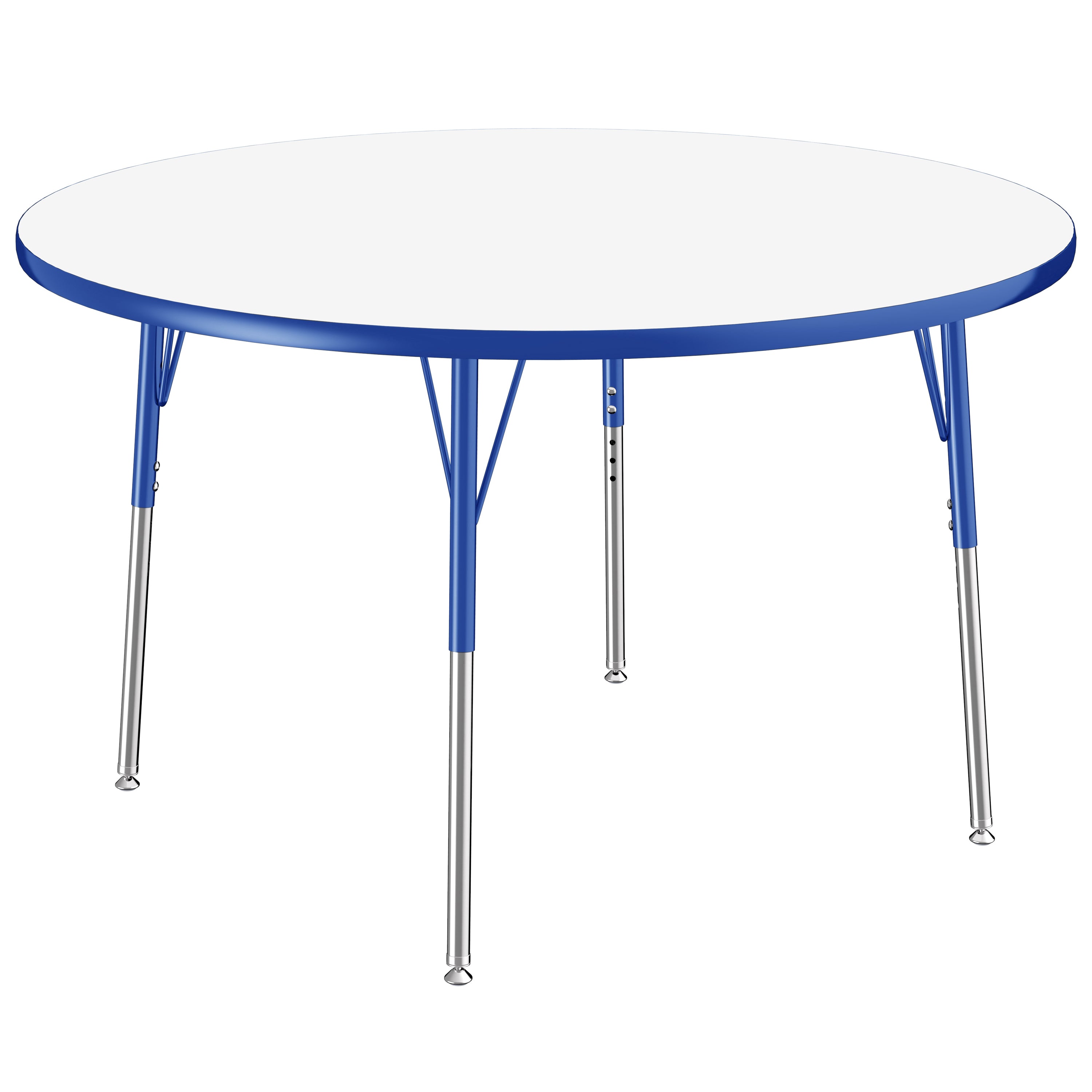 48" Round Collaborative Dry-Erase Activity Table with Adjustable Standard Swivel Glide Legs - Whiteboard/Blue