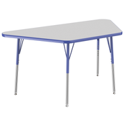 30" x 60" Trapezoid T-Molding Activity Table with Adjustable Standard Swivel Glide Legs - Gray/Blue