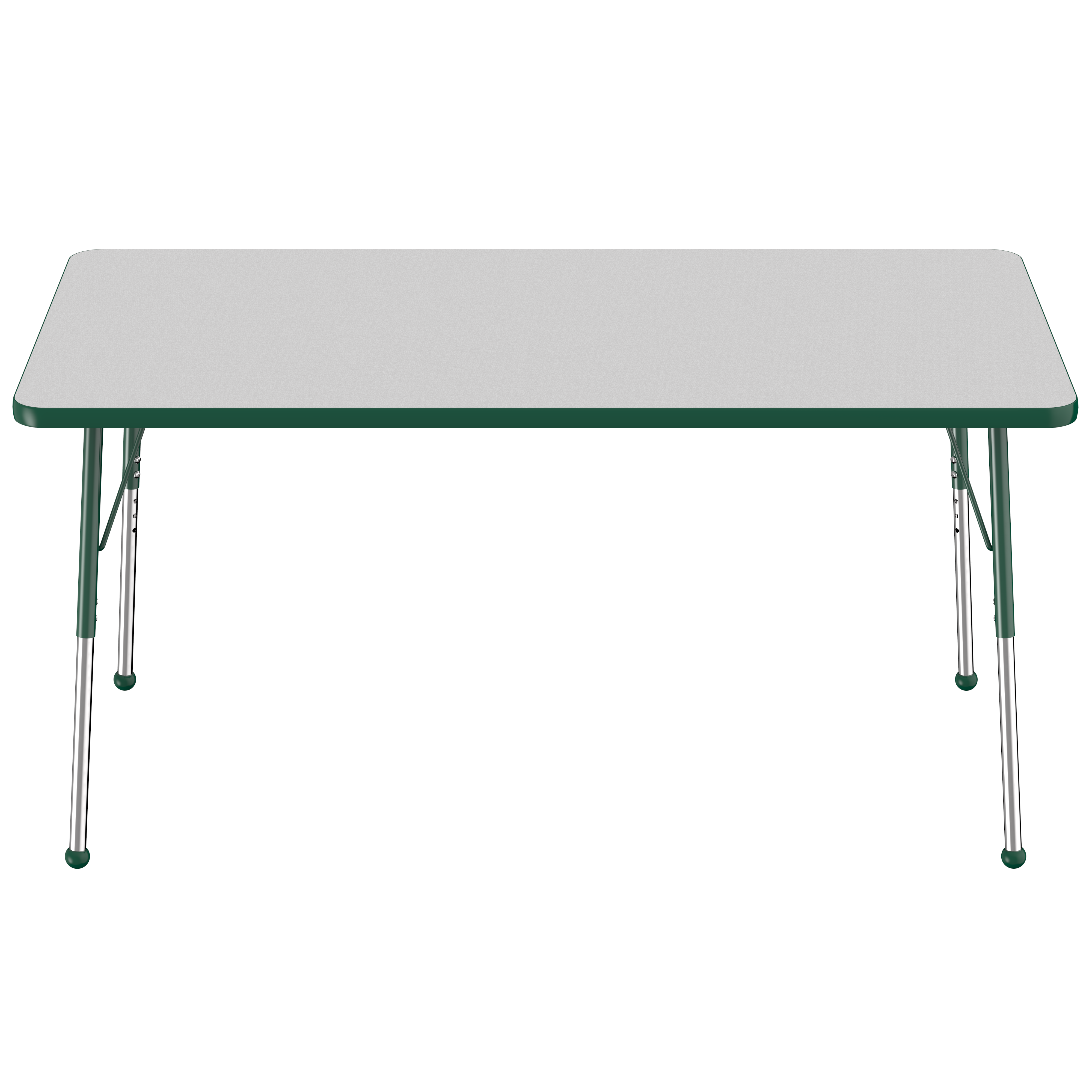 36" x 60" Rectangle T-Molding Activity Table with Adjustable Standard Ball Glide Legs - Gray/Green
