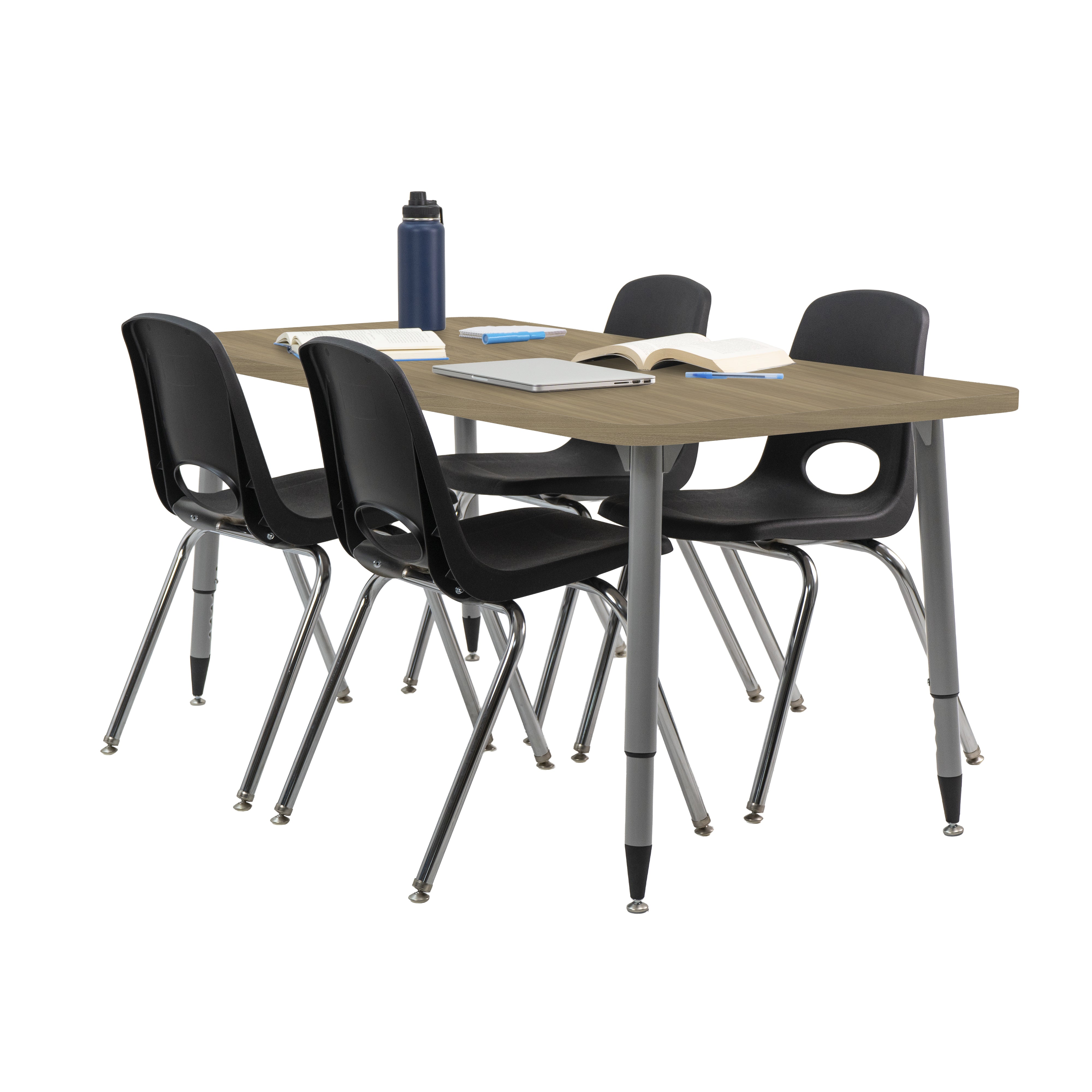 Adapte 30" x 60" Rectangle Woodgrain Activity Table with Adjustable Tapered Legs - Pasadena Oak/Silver