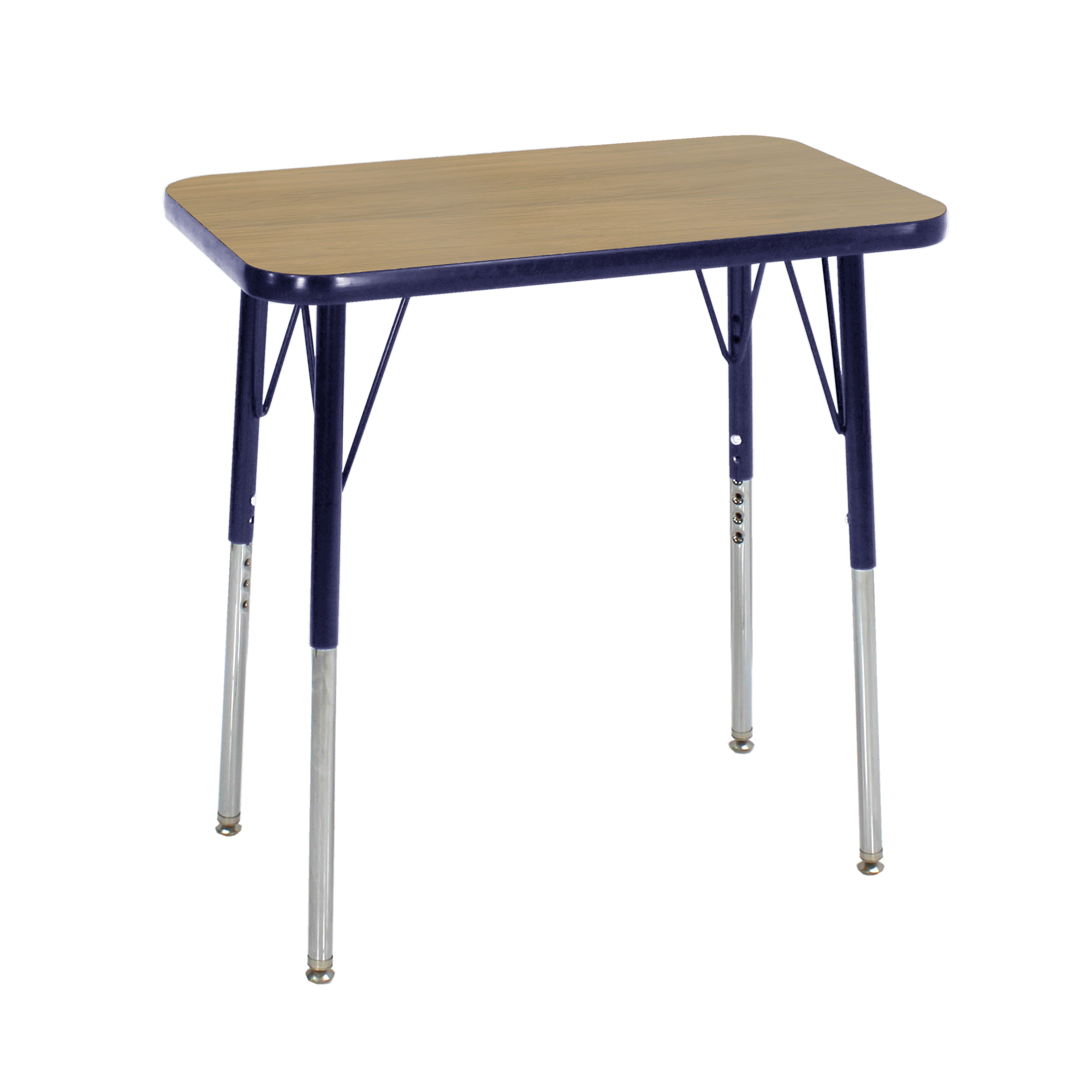 18" x 30" Rectangle T-Molding Activity Table with Adjustable Standard Swivel Glide Legs - Pasadena Oak/Navy
