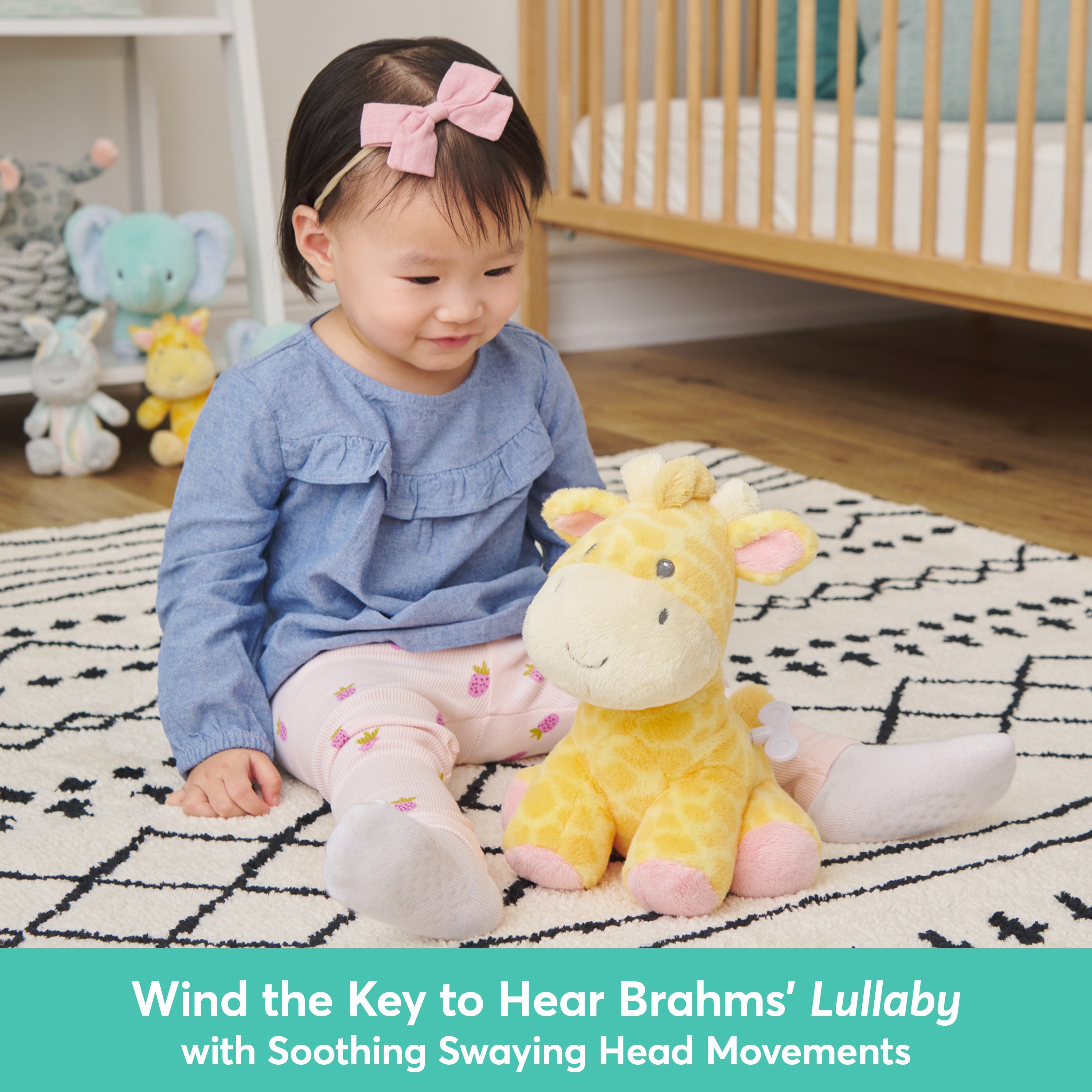 Baby GUND Safari Friends Giraffe Keywind Musical Plush, Plays Brahms’ Lullaby, Stuffed Animal Sensory Toy for Ages 10 Months and Up, Yellow, 9”
