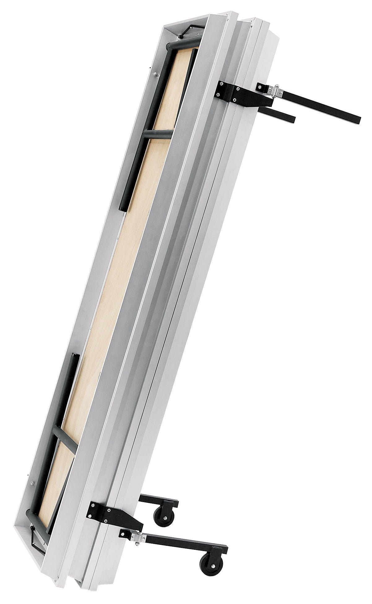 NPS® TransPort 3-Level Straight Choral Riser, Carpet (18" x 78" Levels), Surface Material: Grey Carpet, Frame Color: Aluminum Frame, Black Legs