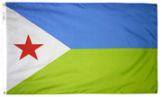 Djibouti Flag 2x3 ft. Nylon SolarGuard Nyl-Glo 100% Made in USA to Official United Nations Design Specifications.