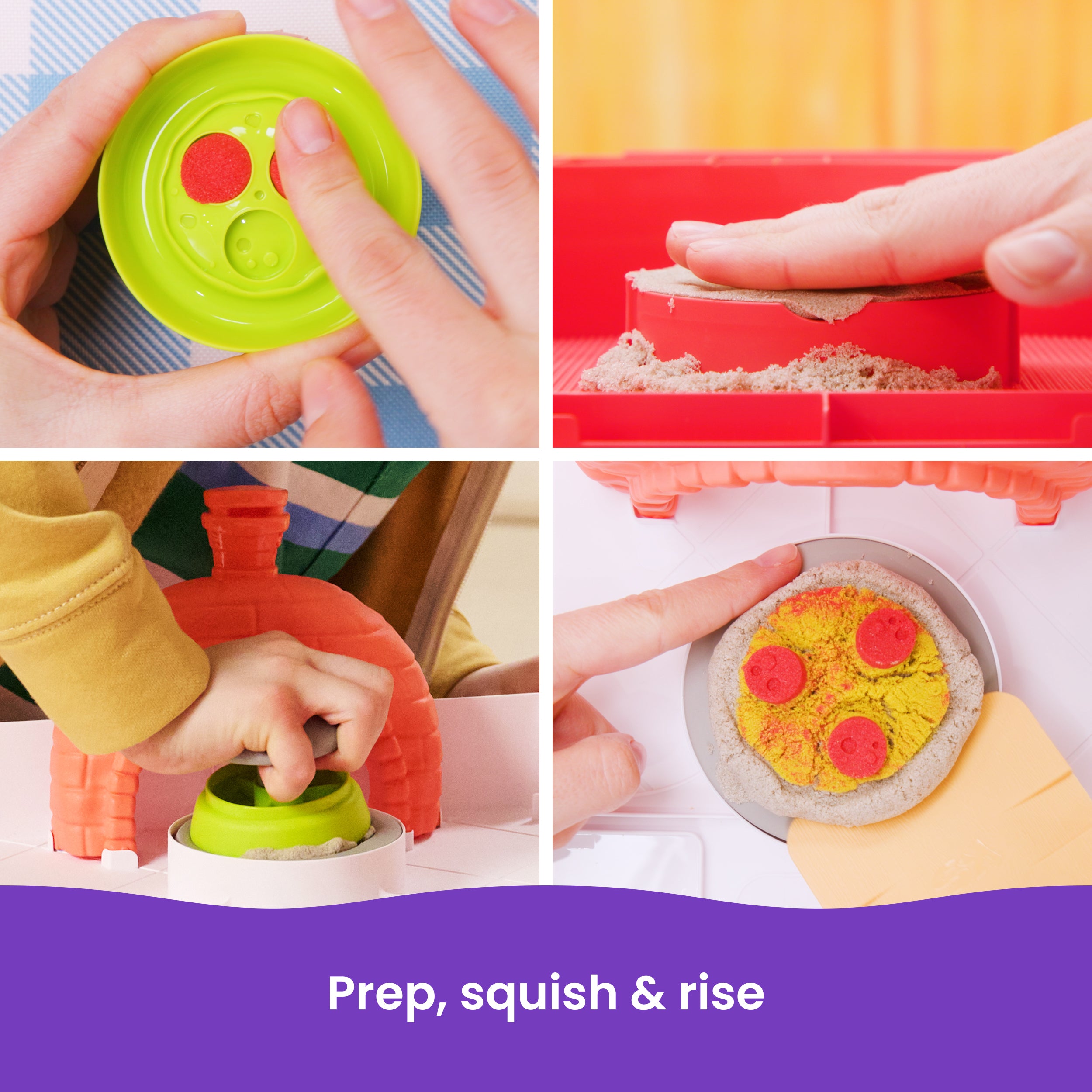 Kinetic Sand, SquishPizza Rising Pizza Oven Playset with 1lb Play Sand & 5 Tools, Play Food Arts & Crafts Kids Toys for Girls & Boys Ages 5 and up